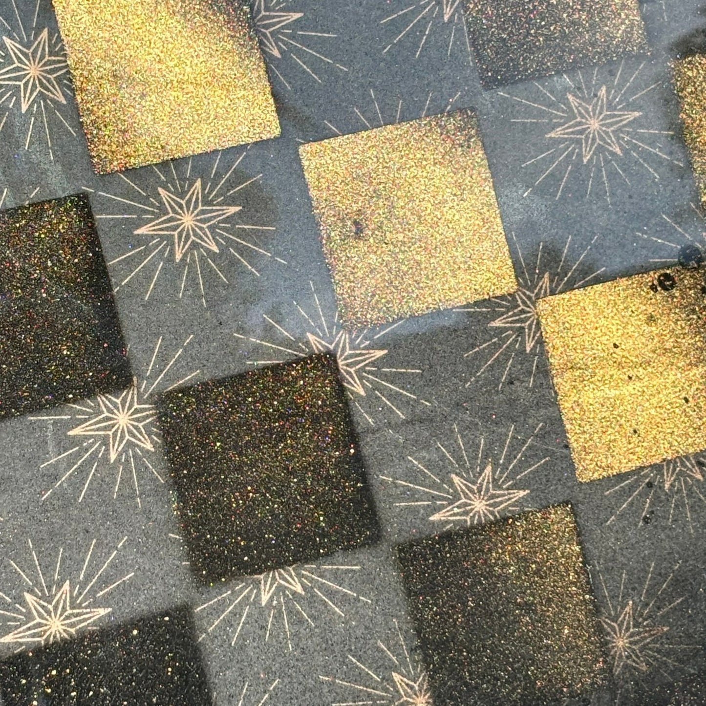 Star Gold Blue - Resin Coated Chess Board