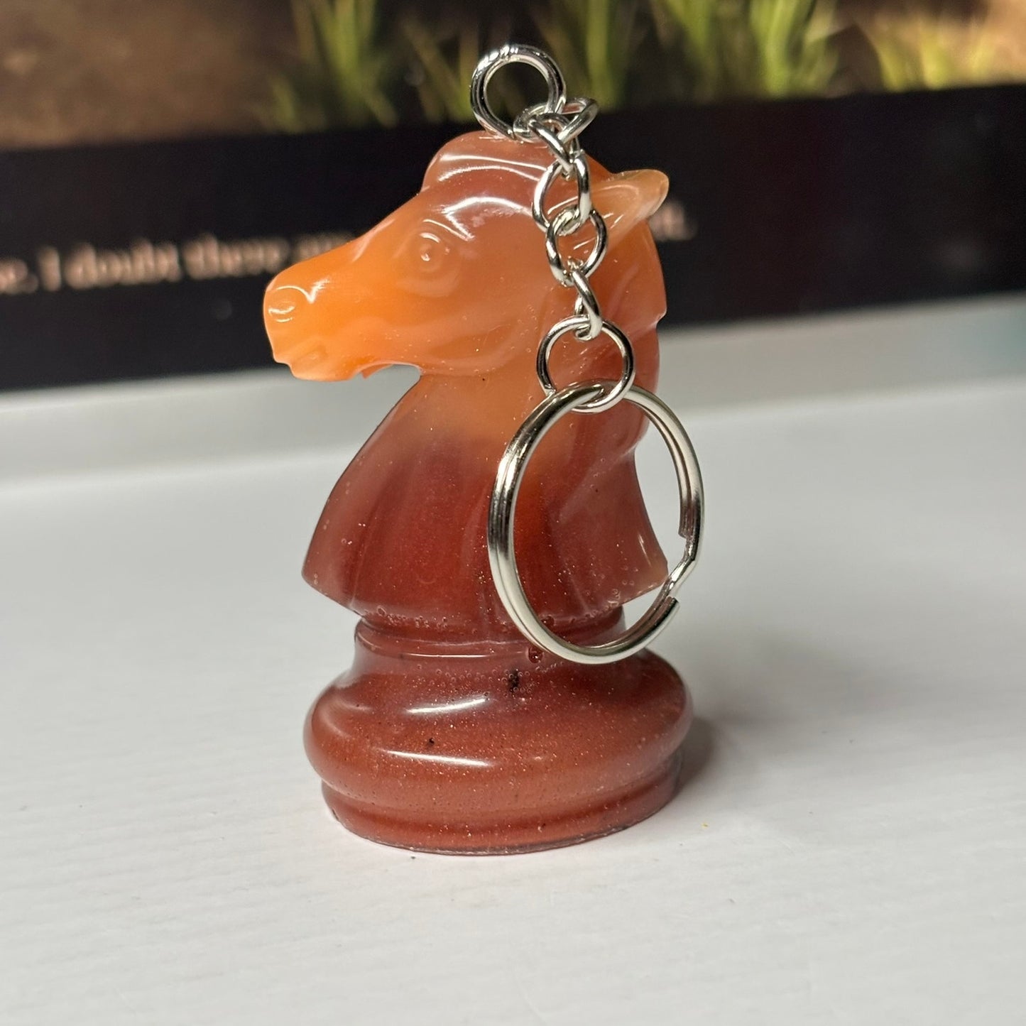 Burnt Orange Knight - Handmade Resin Keychain - Large Edition