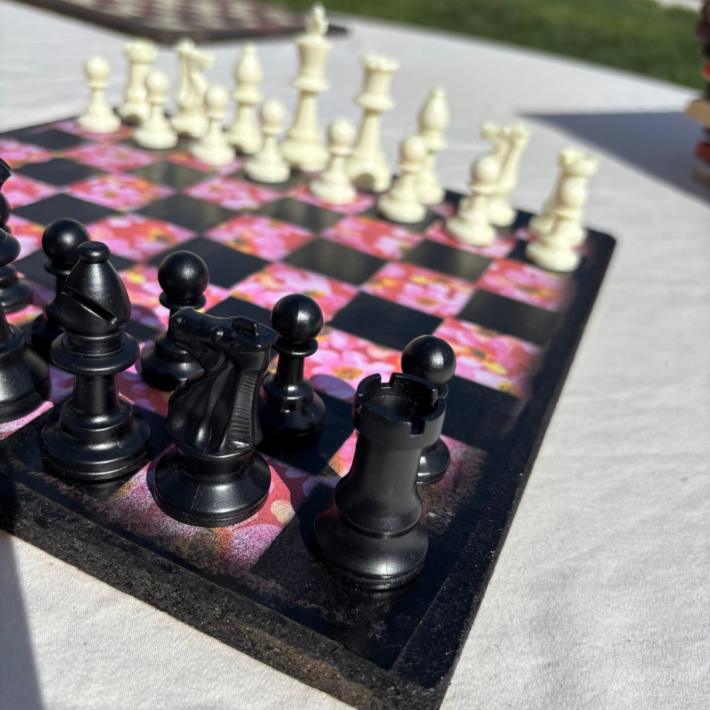 Pink Flowers - Scrapbook Chess Set