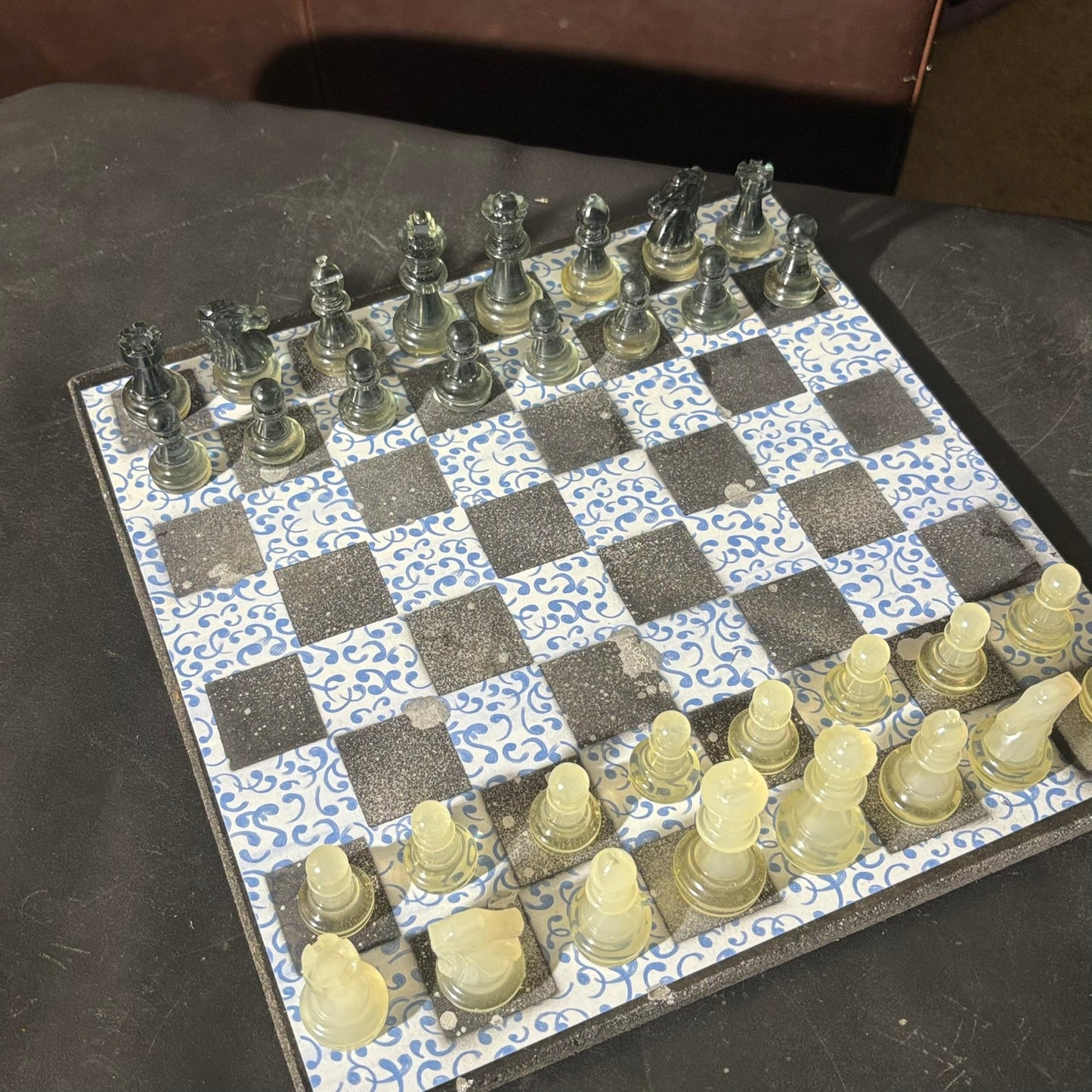 Blue Vintage Pattern - Scrapbook Chess Set