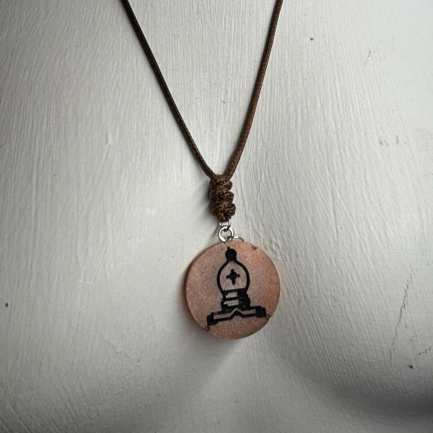 Brown Bishop - Handmade Resin Chess Necklace
