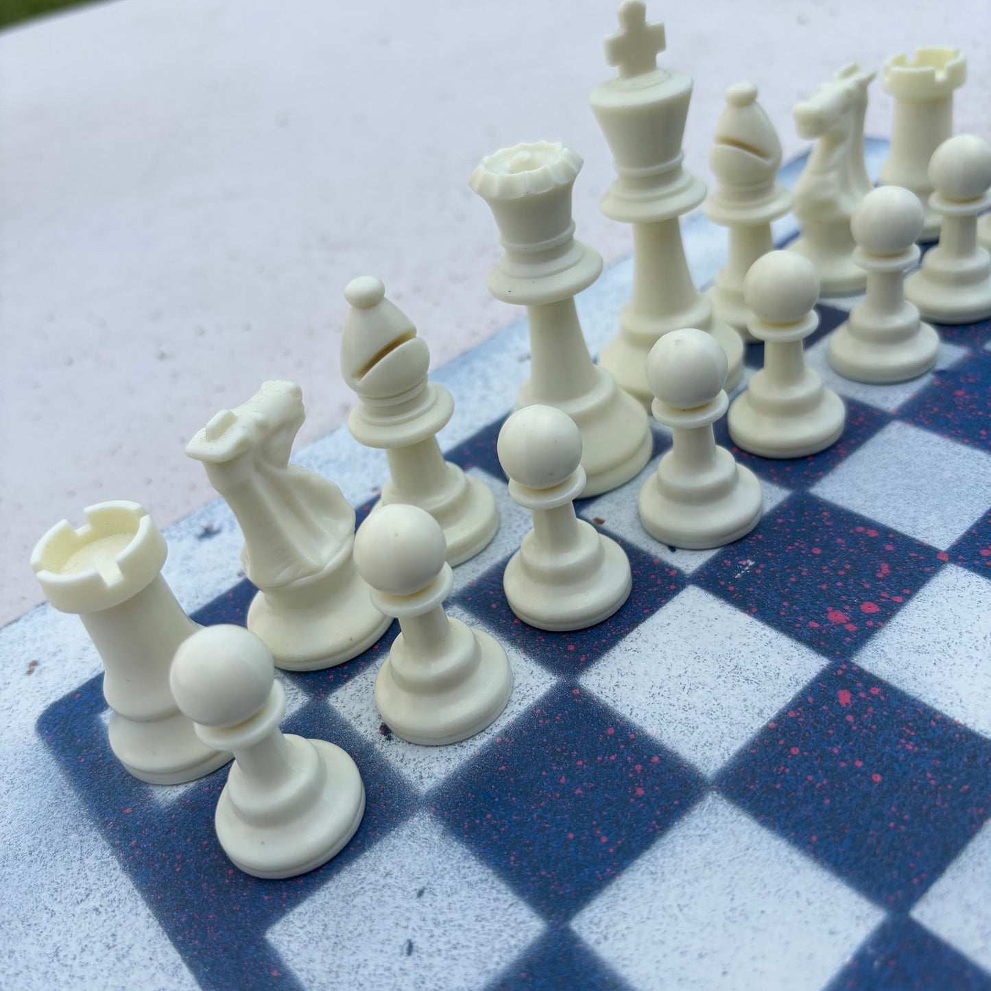 Blue & White - Painted Chess Set