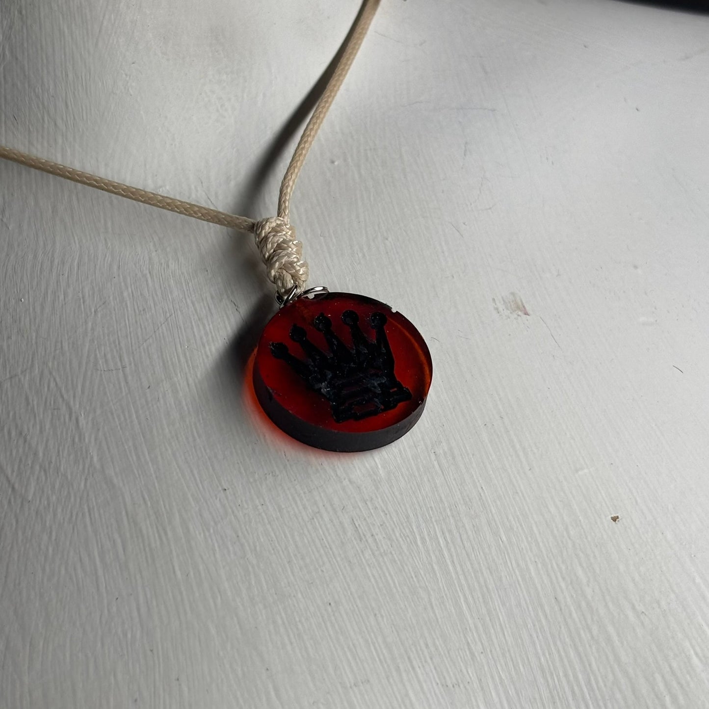 Dark Red Queen - Handmade Resin Chess Necklace