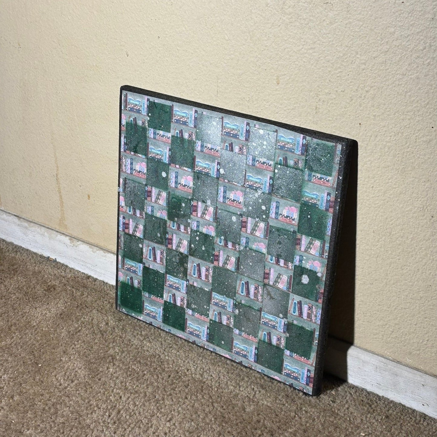 Green Cast Book Worm - Scrapbook Chess Board