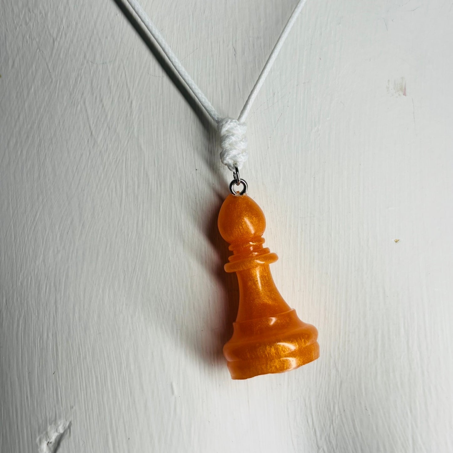 Orange Bishop - Handmade Resin Chess Necklace