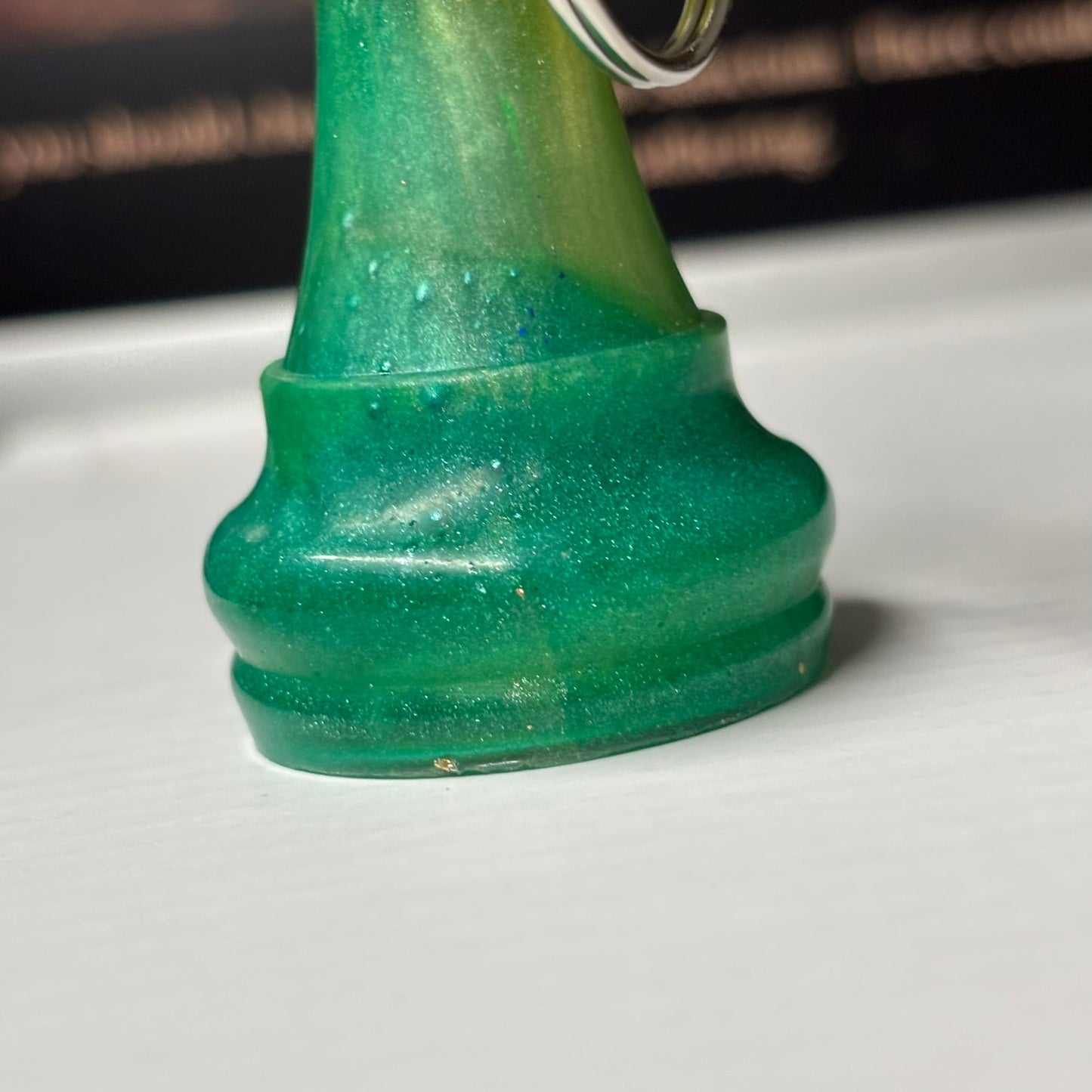 Lime Green Queen - Handmade Resin Keychain - Large Edition