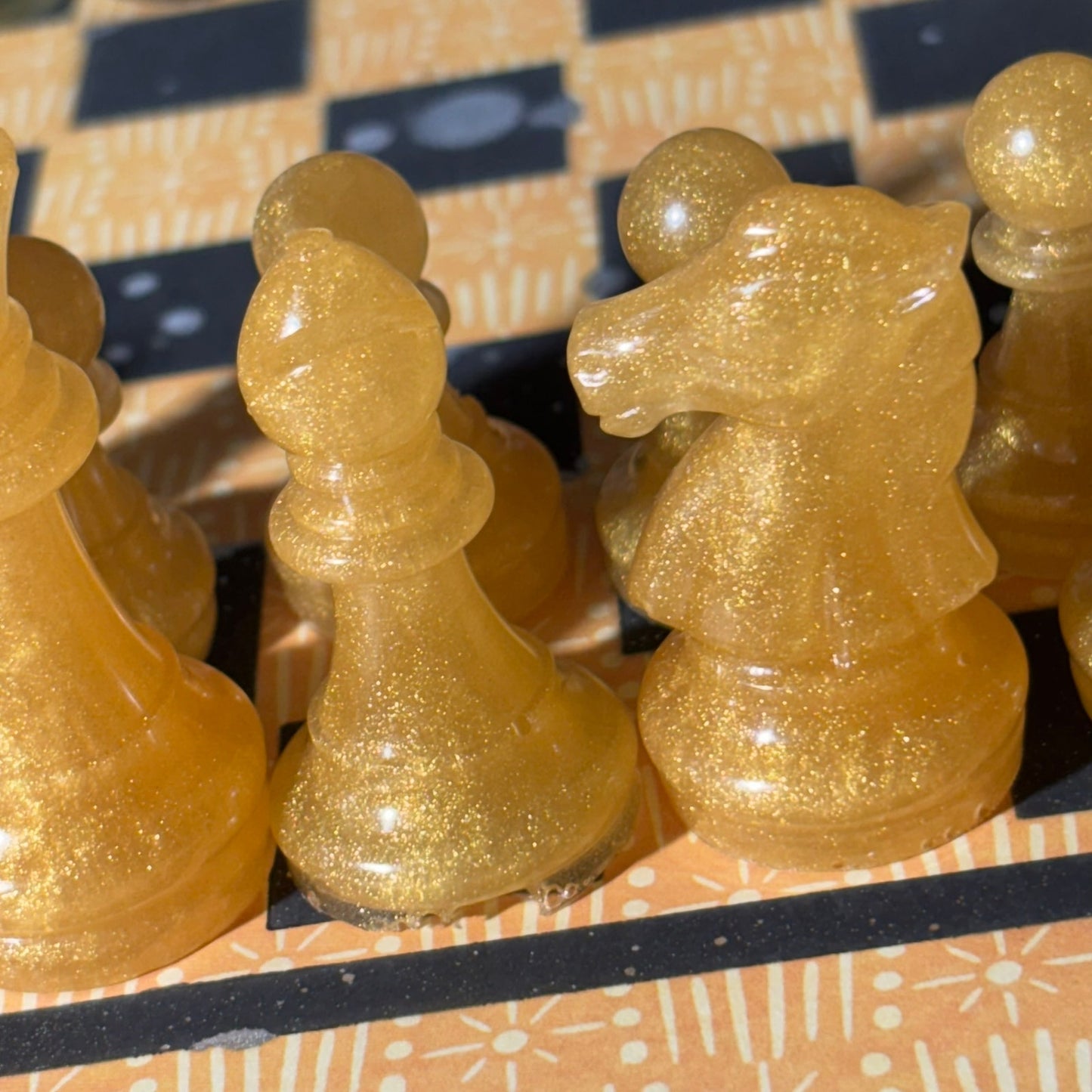 Sunset Yellow Pattern - Scrapbook Chess Set