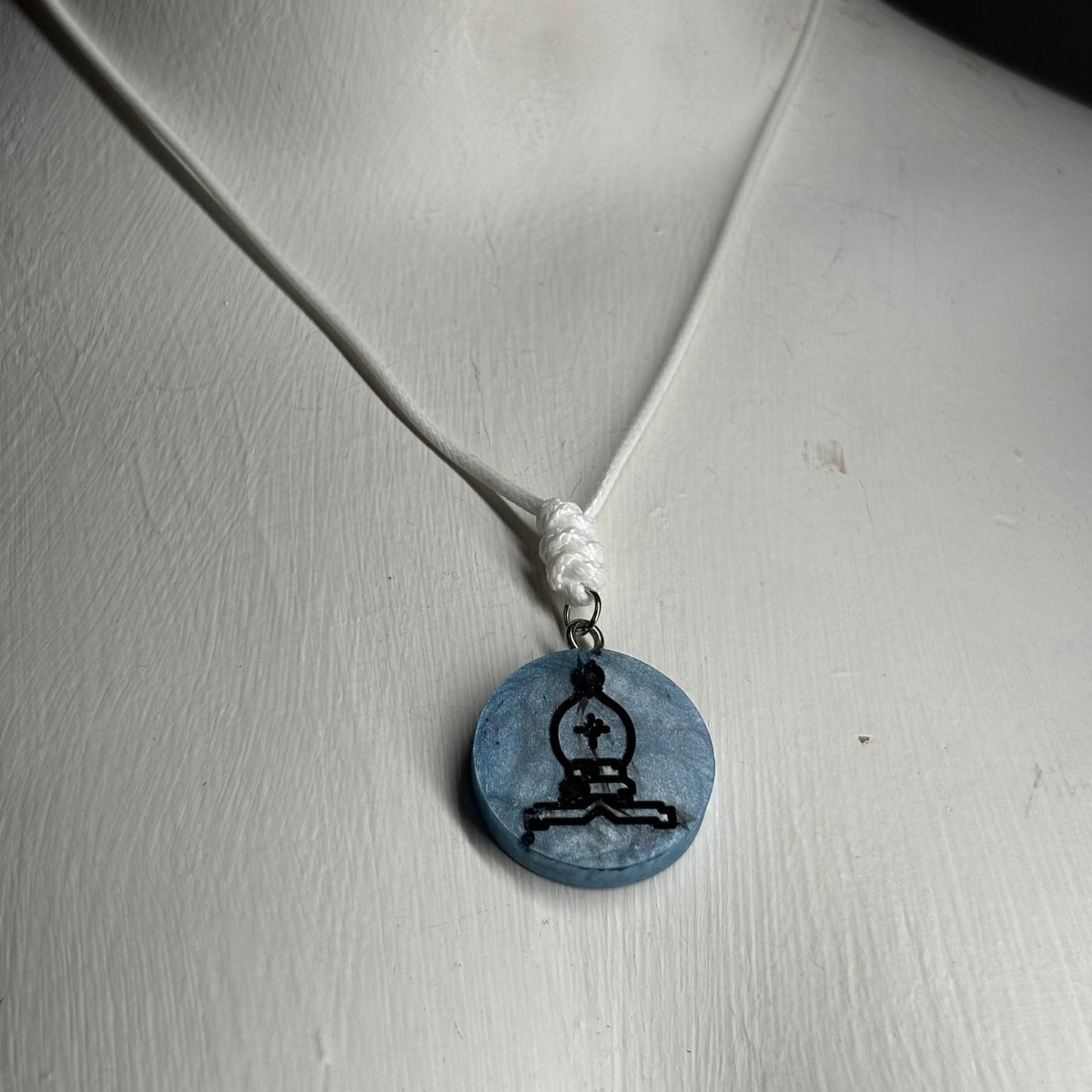 Blue Bishop - Handmade Resin Chess Necklace