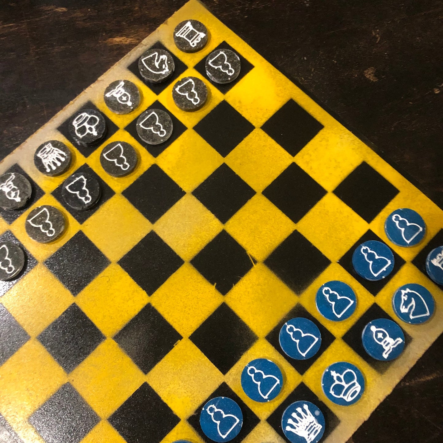 Yellow & Black - Painted Chess Set