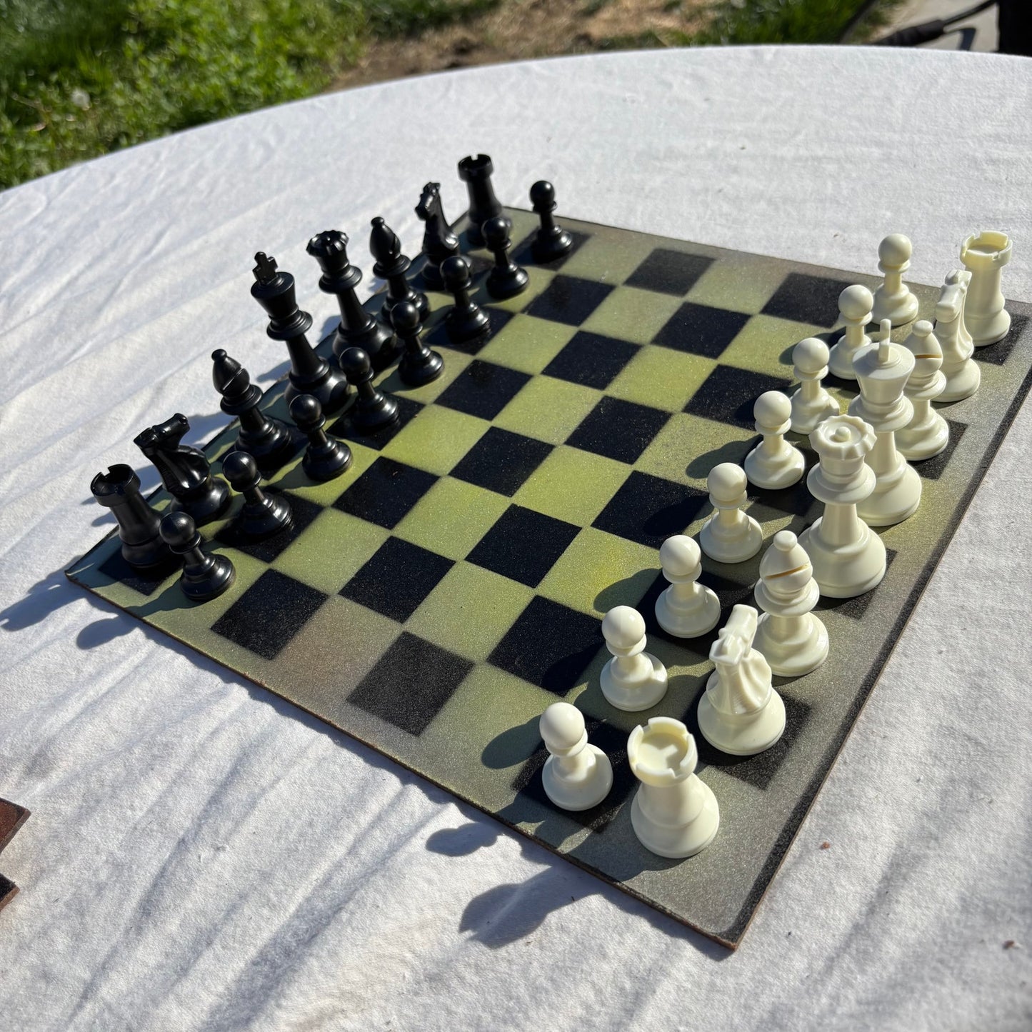 Dirty Green - Painted Chess Set