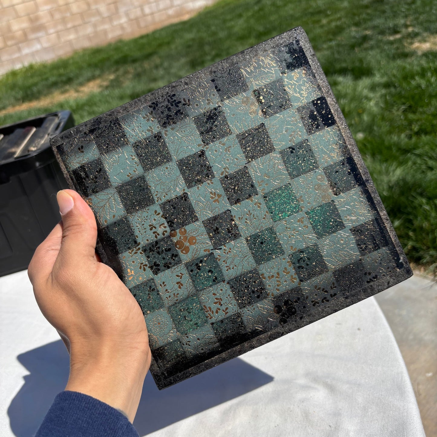 Sparkle Green Gold - Scrapbook Chess Set