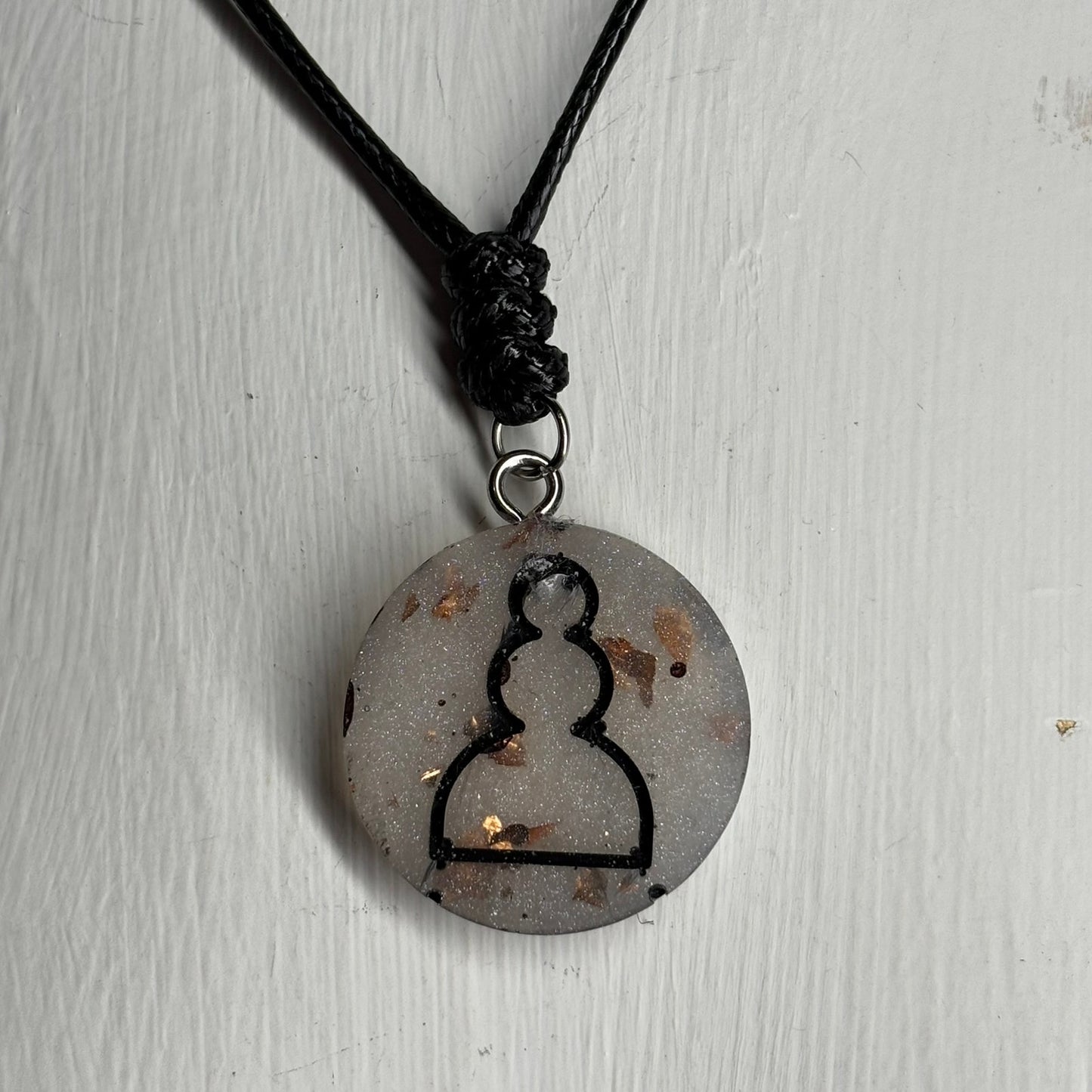 Crystal White Pawn - Handmade Resin Chess Necklace