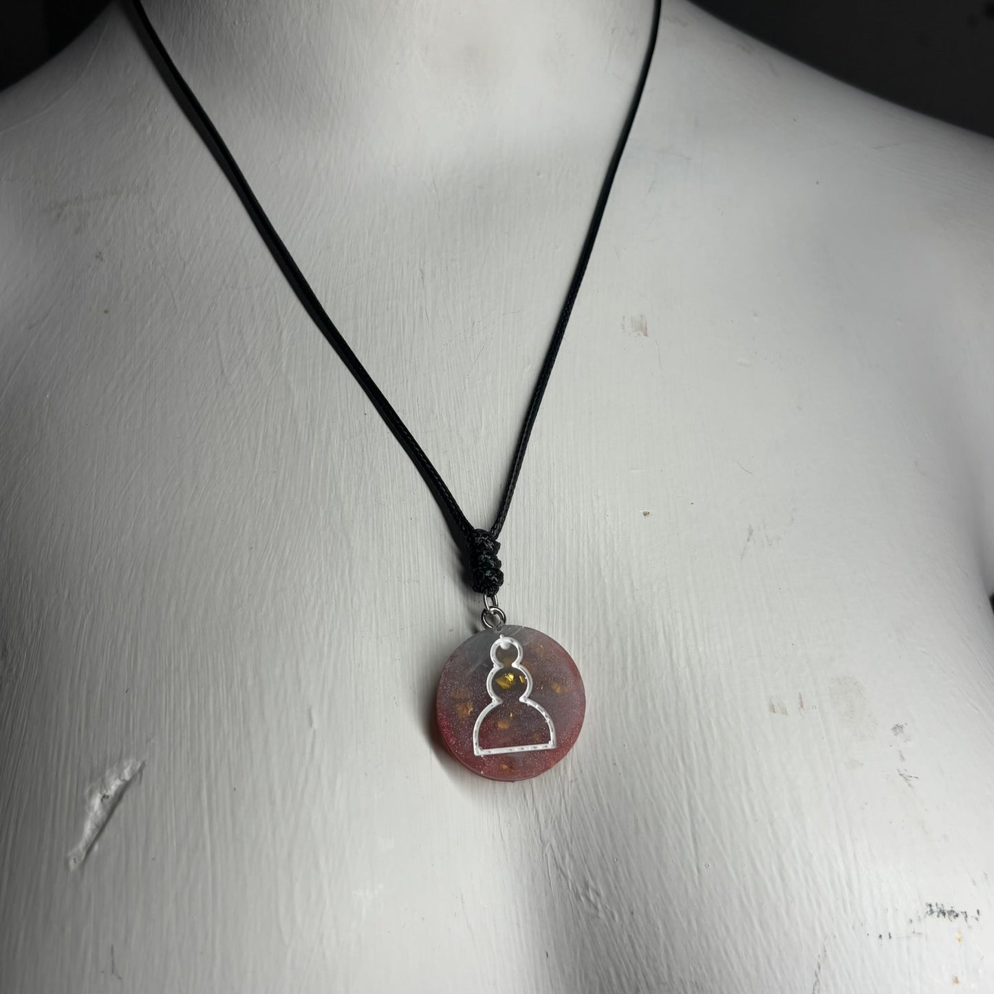 Red Crystal Pawn - Handmade Resin Chess Necklace