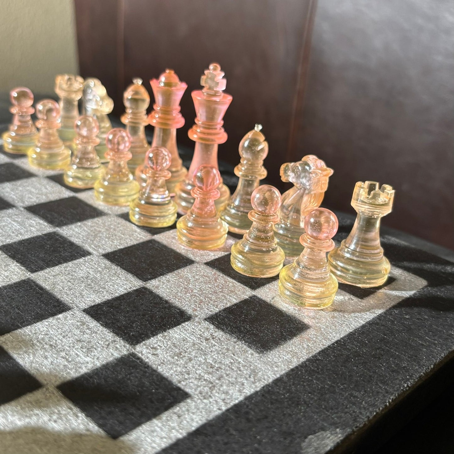 Chrome Pink Shade - Painted Chess Set