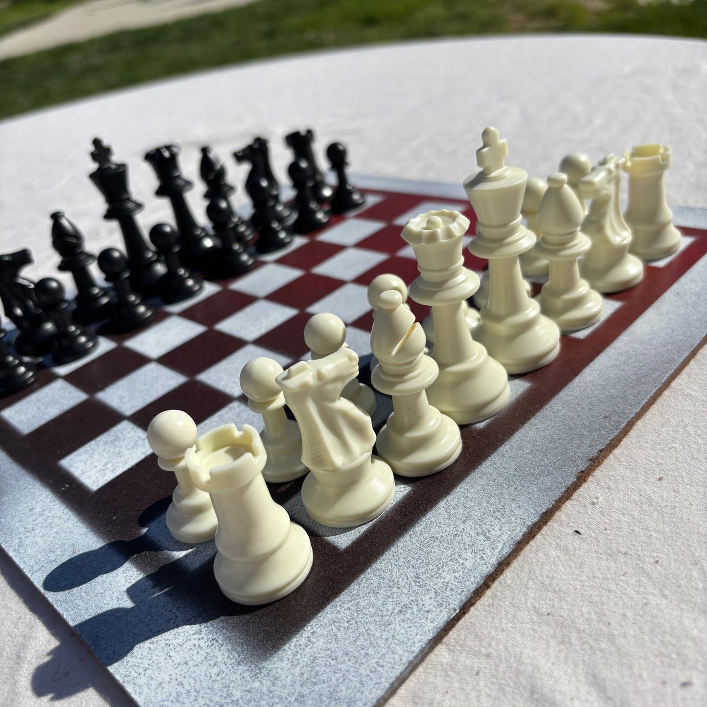 Red & White - Painted Chess Set