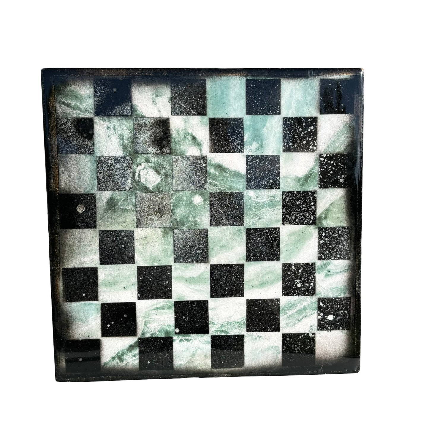 Smooth Green Crystal - Resin Coated Chess Board