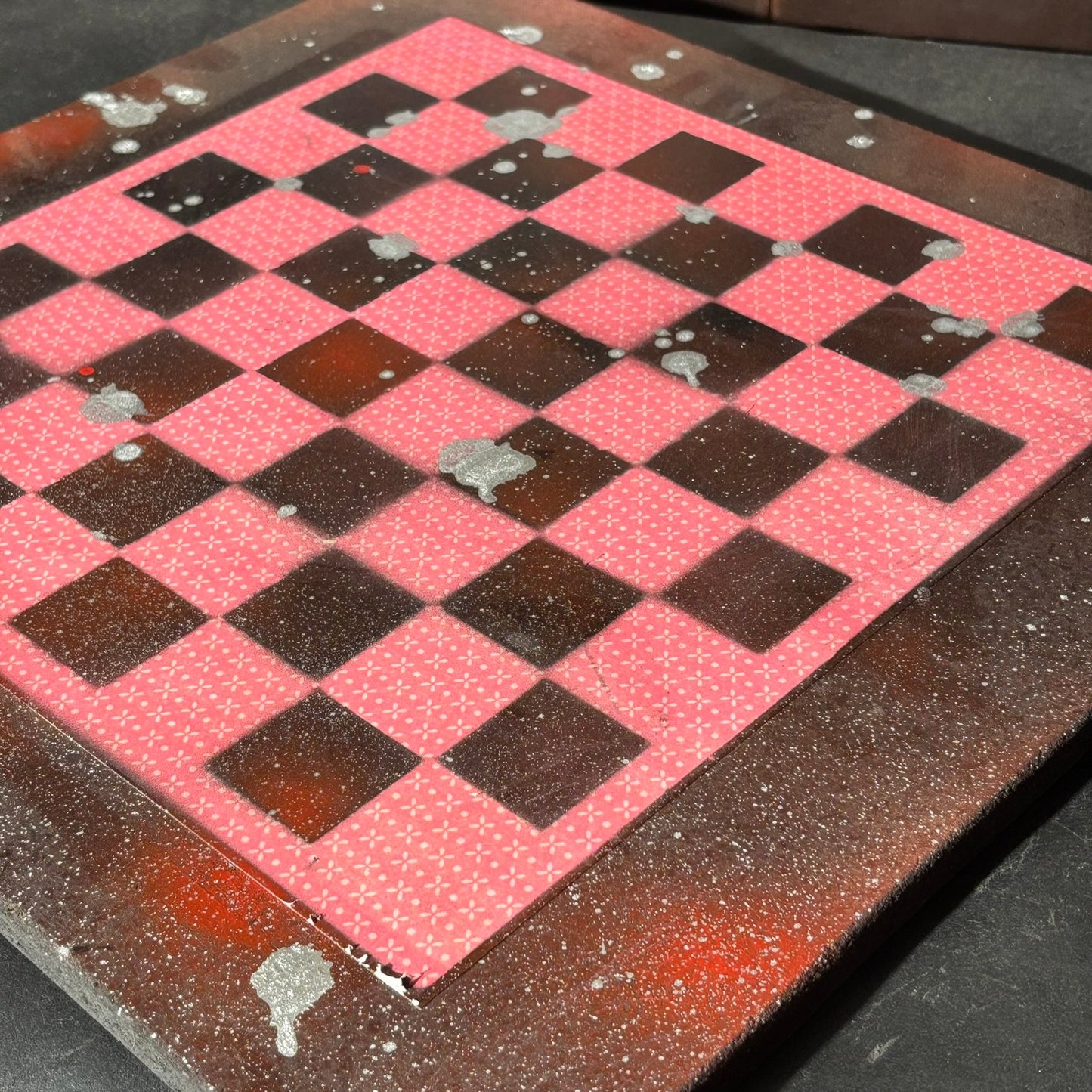 Red Splash Hue - Large Scrapbook Chess Board