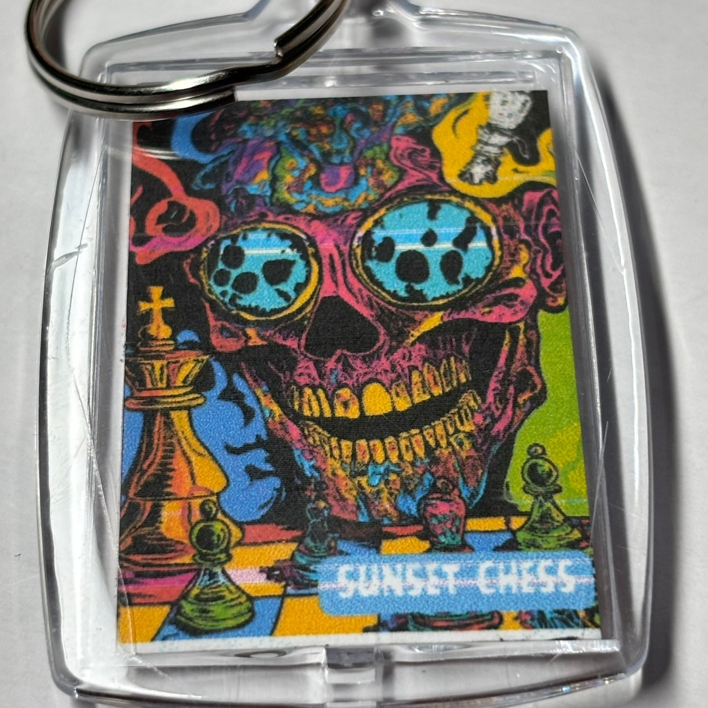 Crazy Acid Man - Sunset Chess Photo Keychain