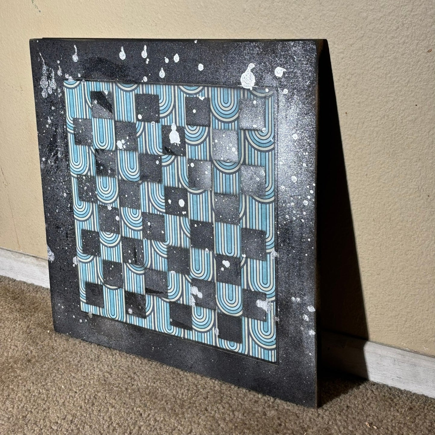 Blue Green Drip - Large Scrapbook Chess Board