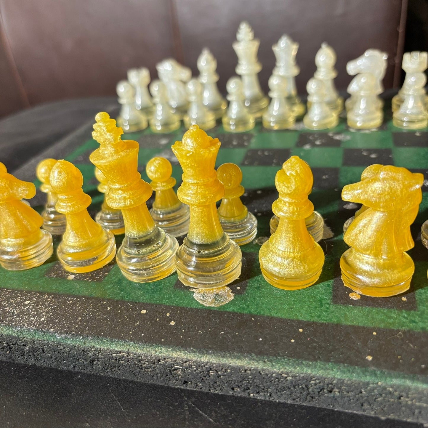 Mistic Yellow Green - Painted Chess Set