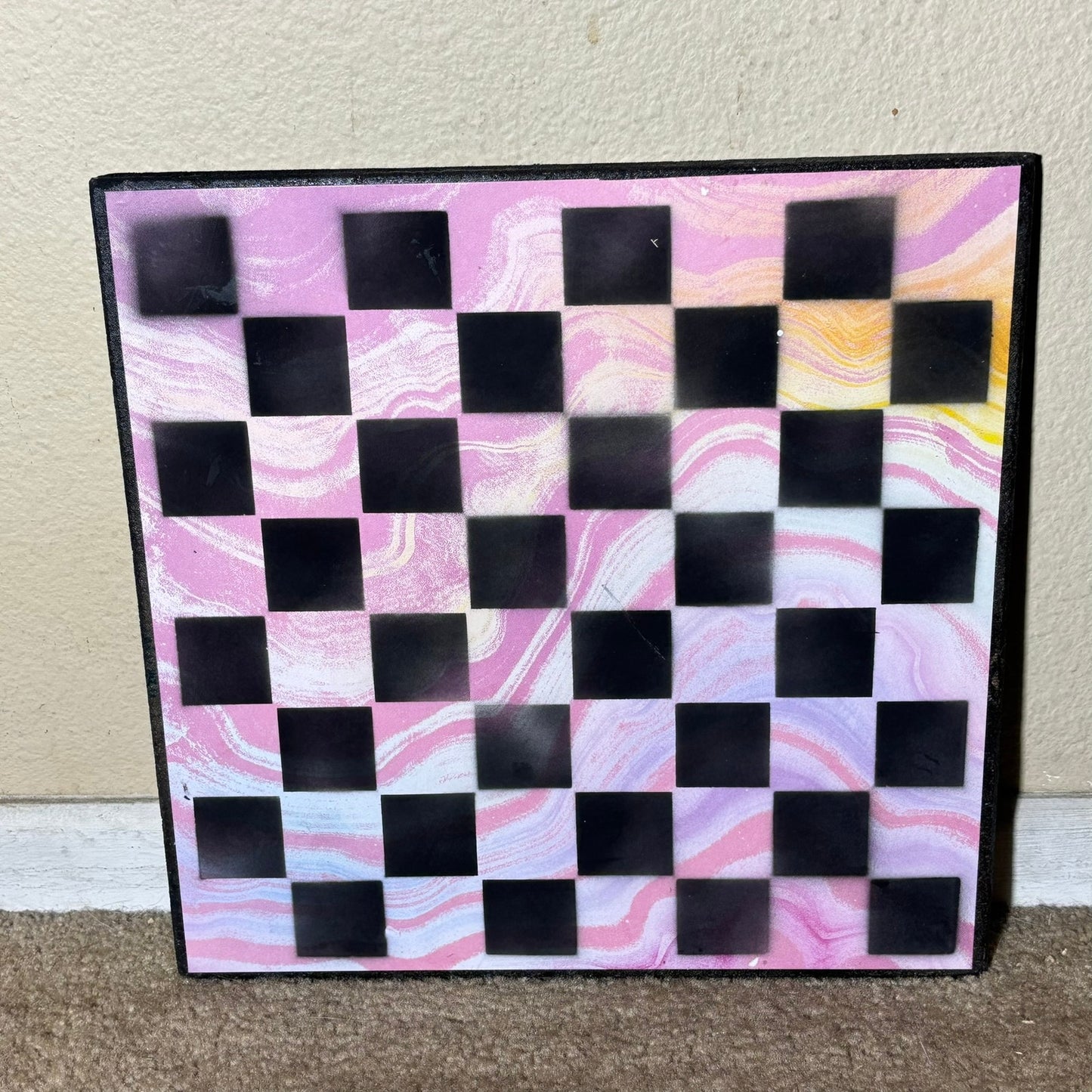 Pink Swirls - Scrapbook Chess Board
