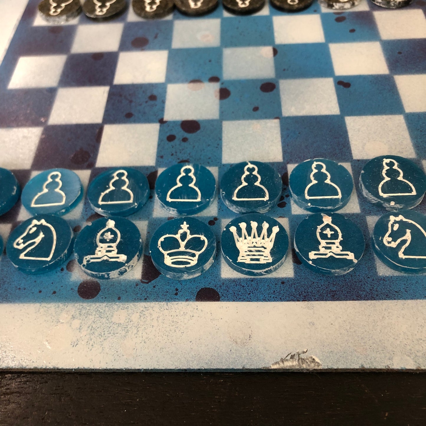 Bubbly Purple & Blue - Painted Chess Set