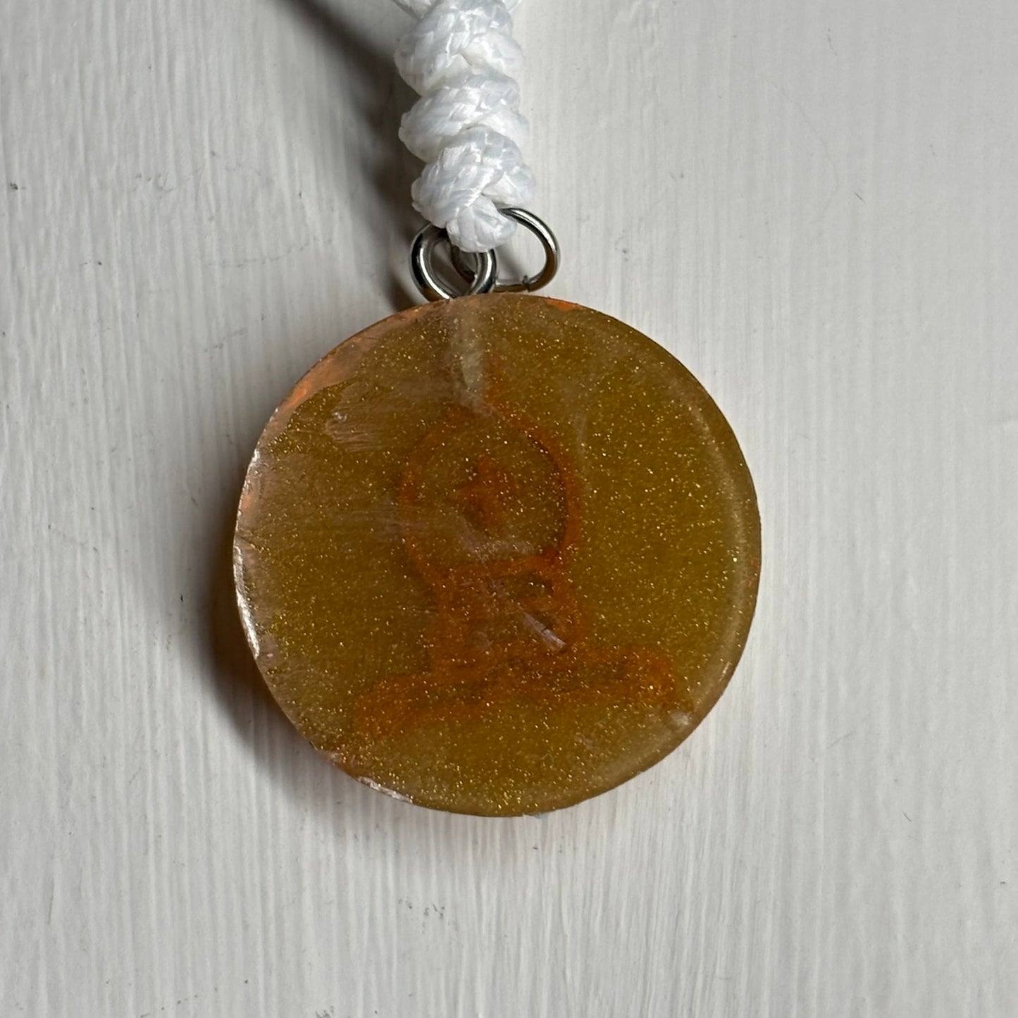 Rustic Orange Bishop - Handmade Resin Chess Necklace