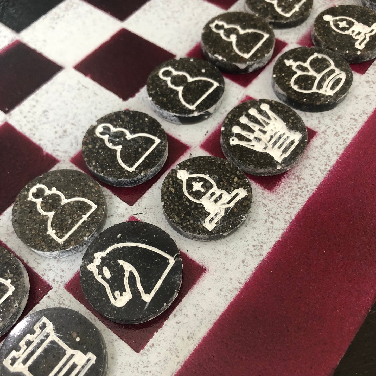 Violet & Black - Painted Chess Set