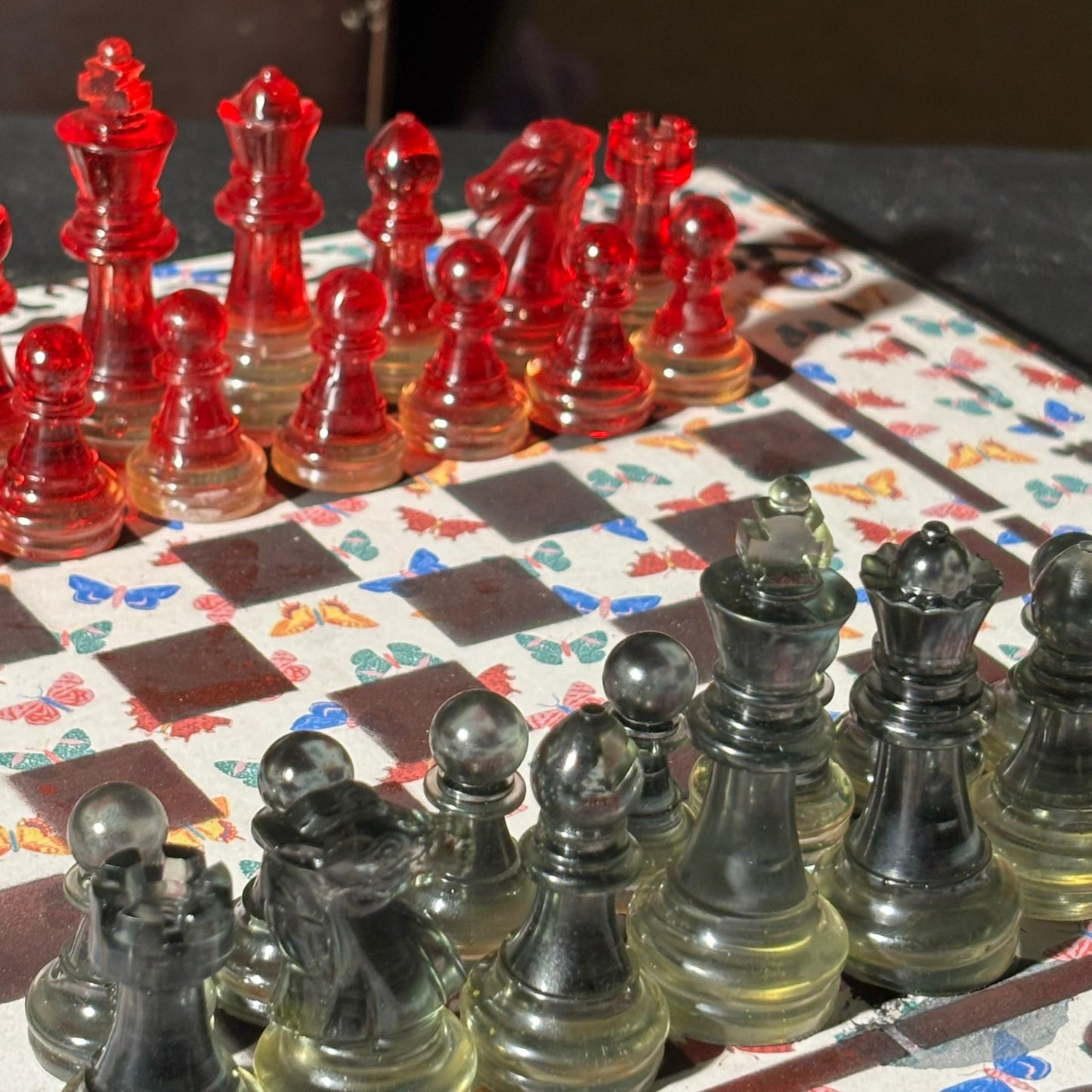Colorful Butterflies - Scrapbook Chess Set