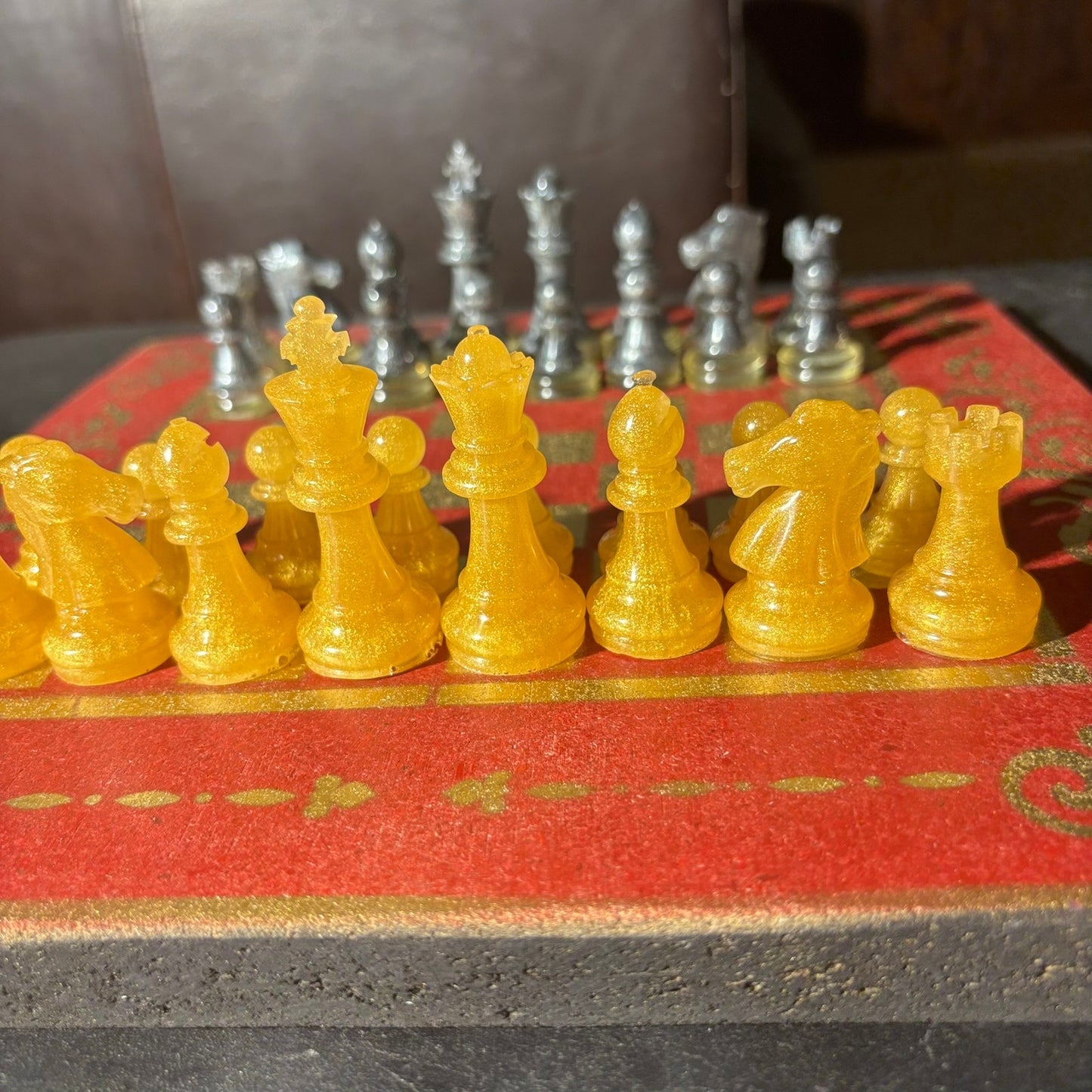 Golden Red - Painted Chess Set