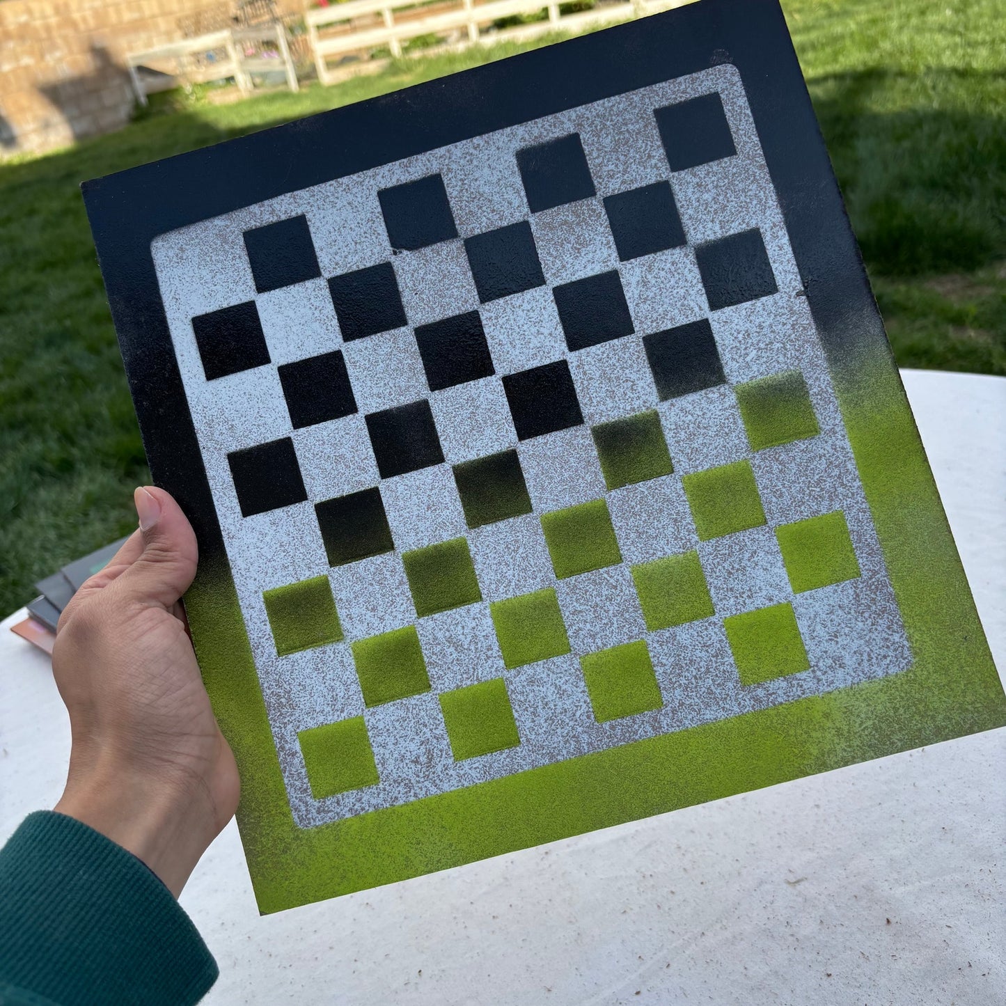 Lime Green & Black - Painted Chess Set