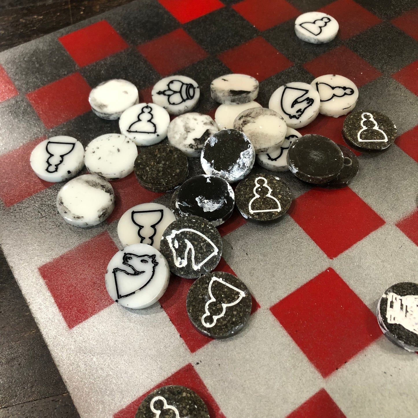 Dystopian Red - Painted Chess Set
