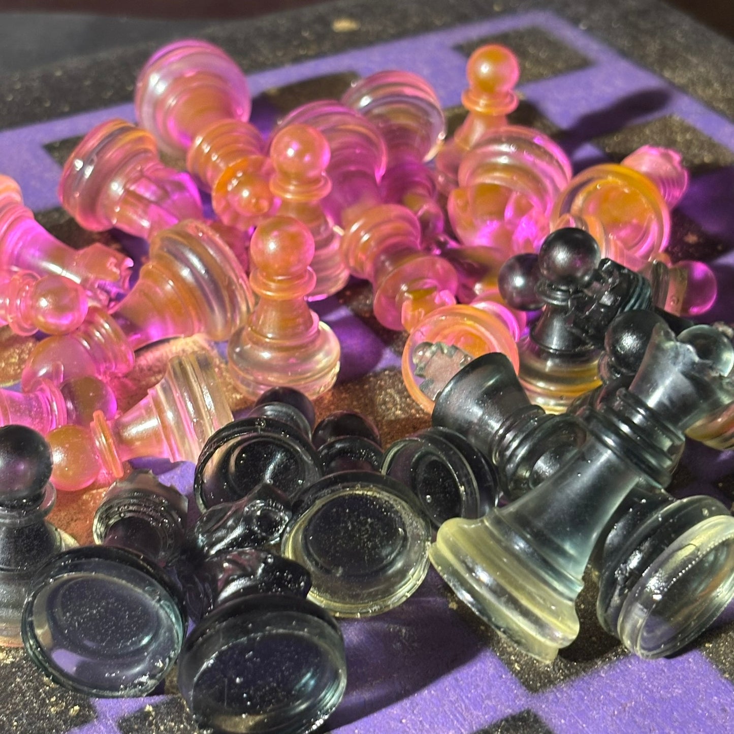 Cosmic Purple & Pink - Painted Chess Set