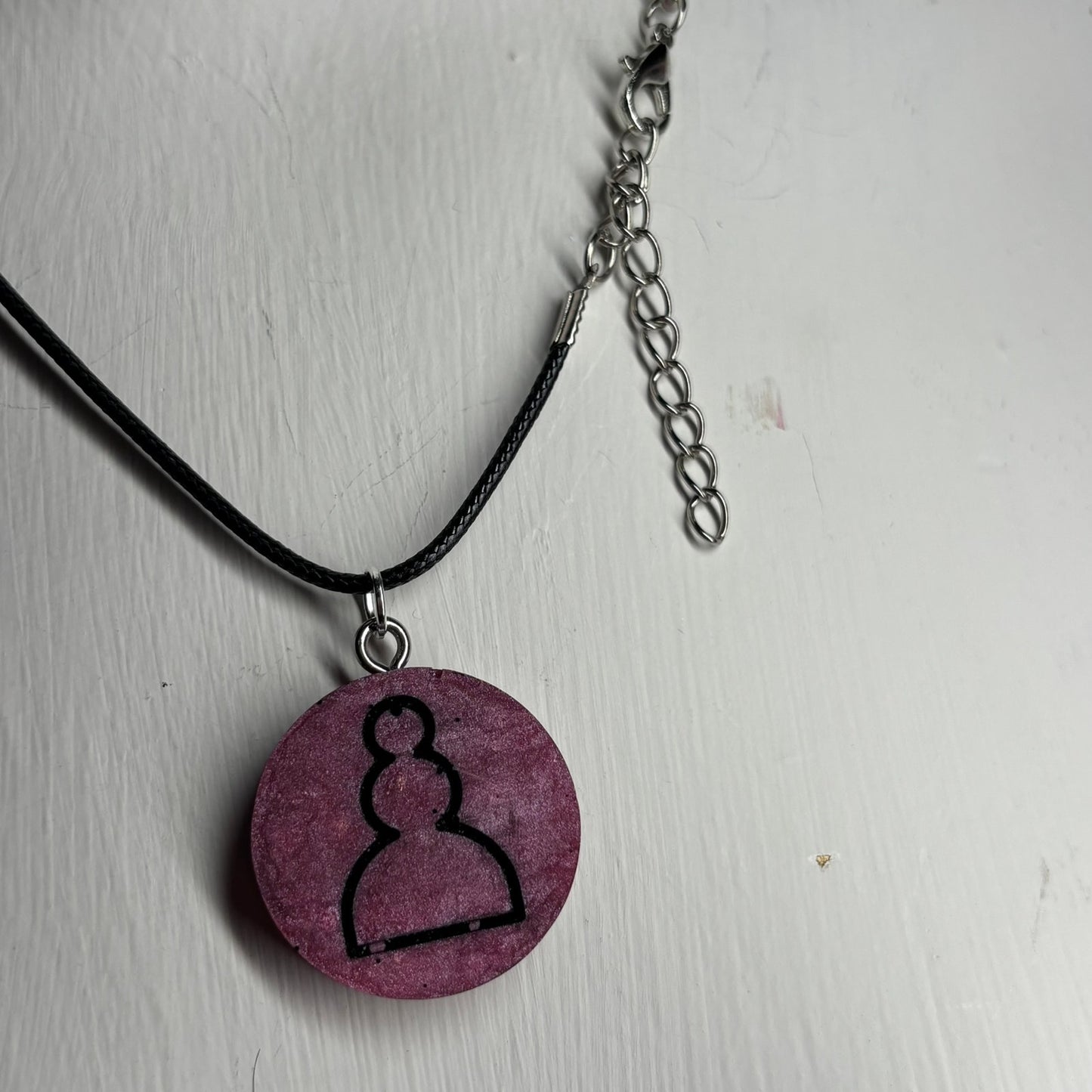 Solid Pink Pawn - Handmade Resin Chess Necklace