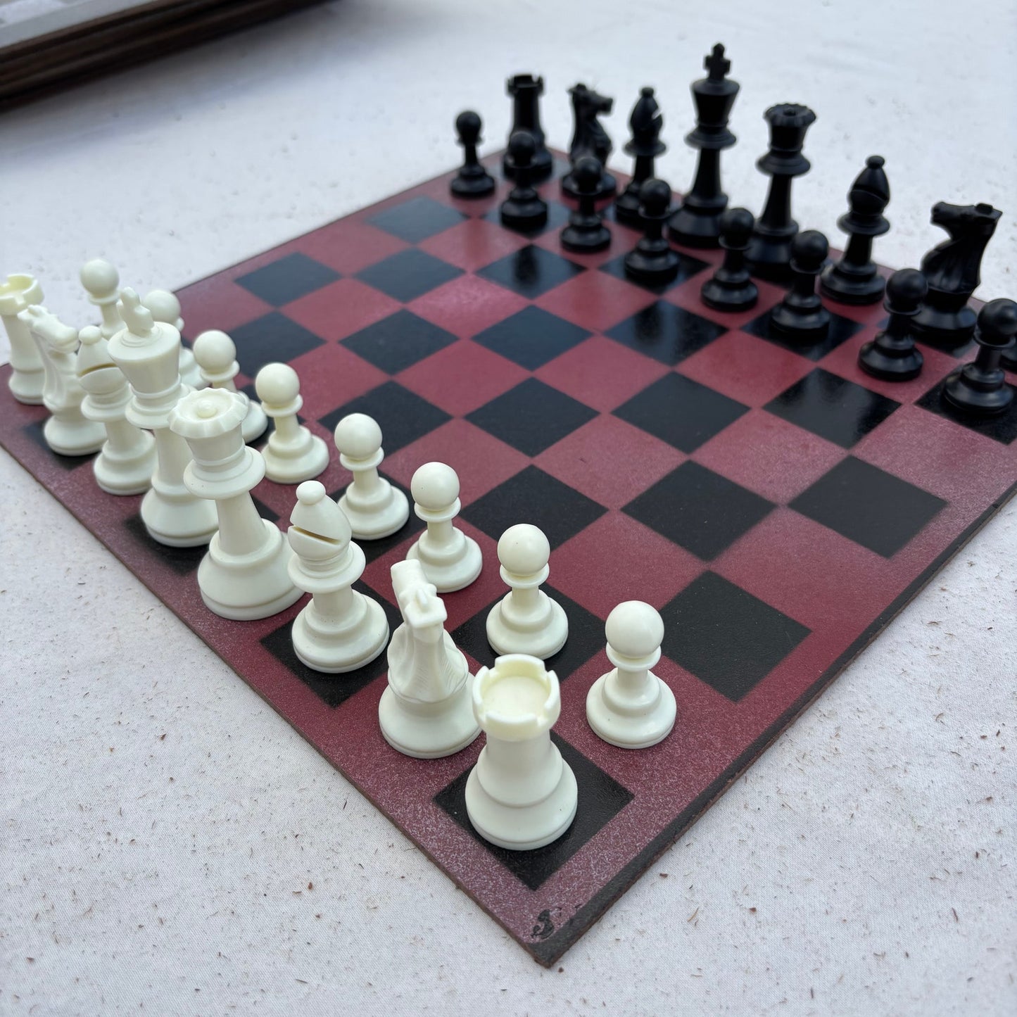 Burgundy Red - Painted Chess Set