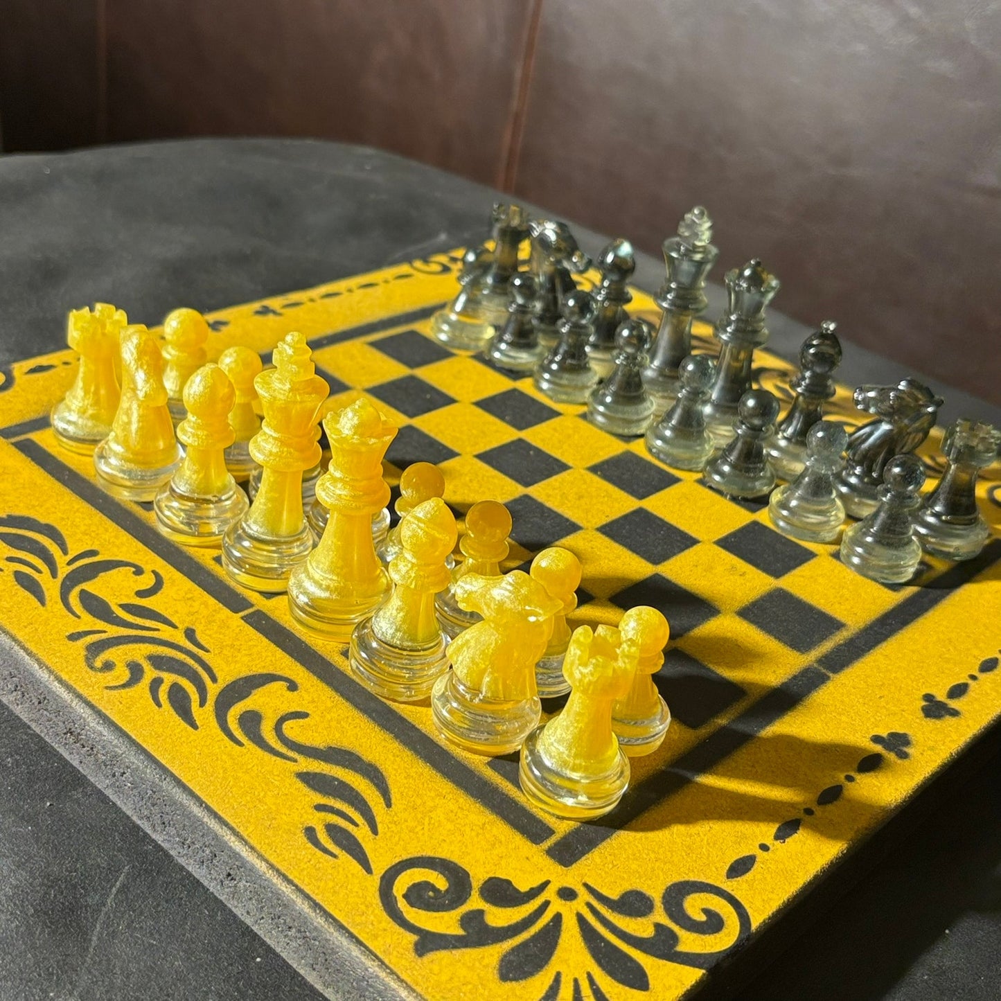 Black & Yellow - Painted Chess Set