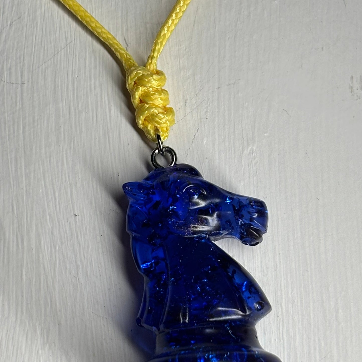 Navy Blue Knight - Handmade Resin Chess Necklace