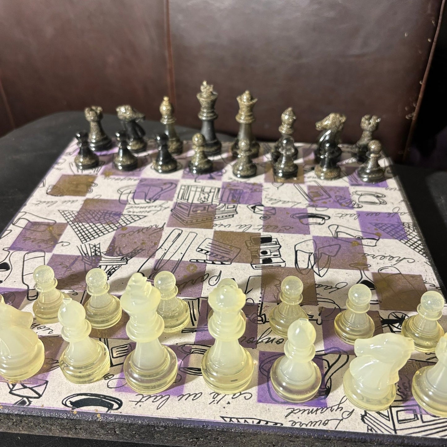 Fashionable Purple - Scrapbook Chess Set