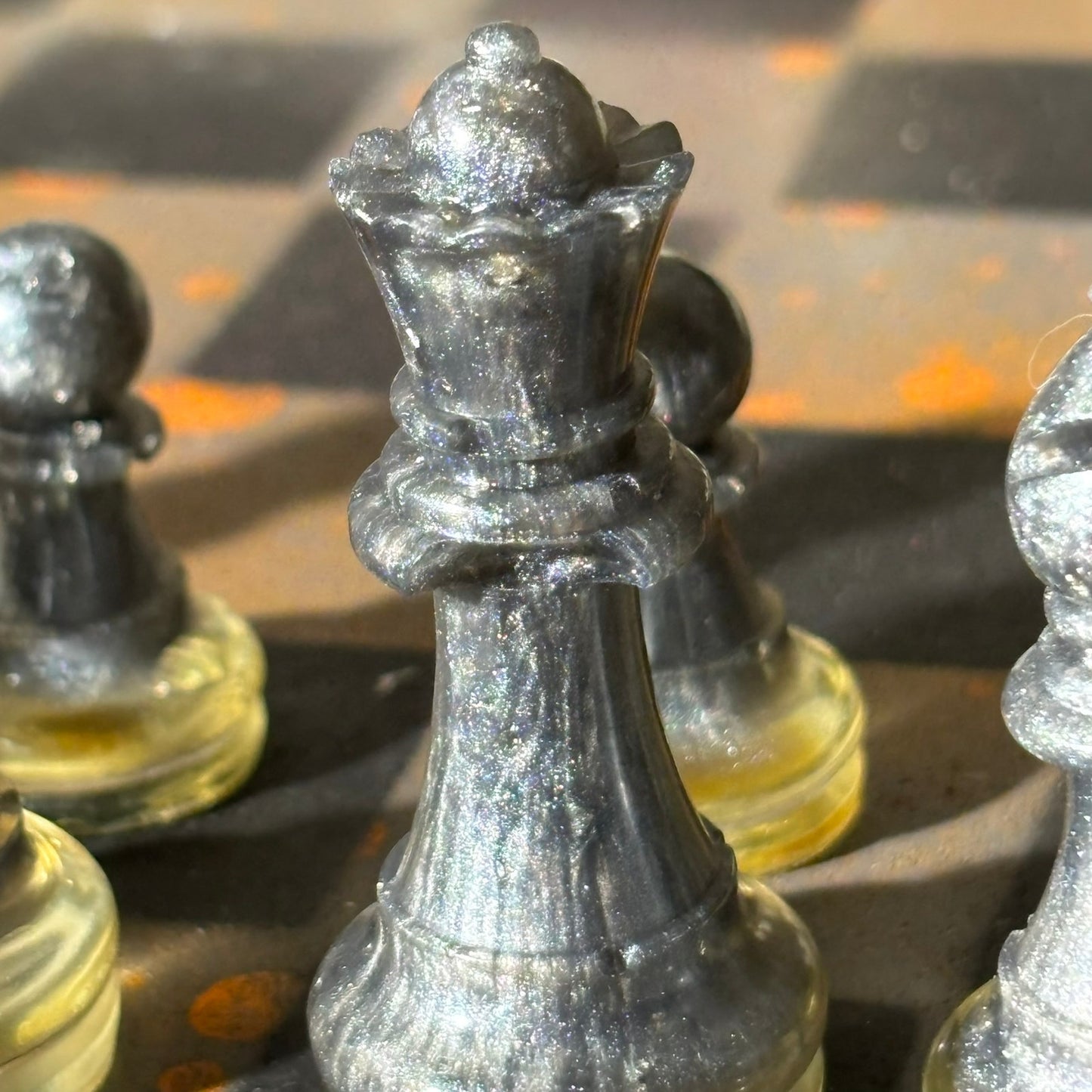 Gray & Orange - Painted Chess Set