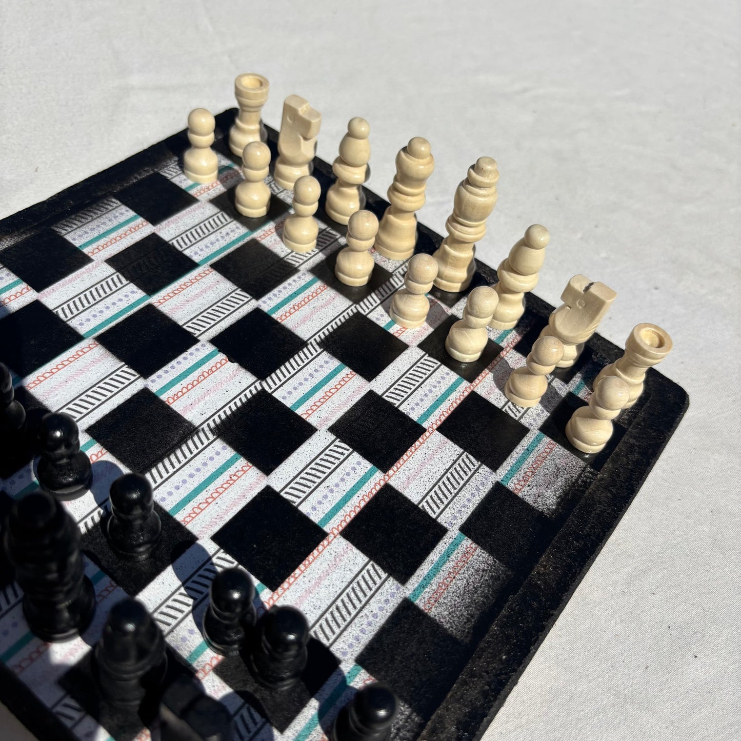 Vintage Lined Pattern - Scrapbook Chess Set