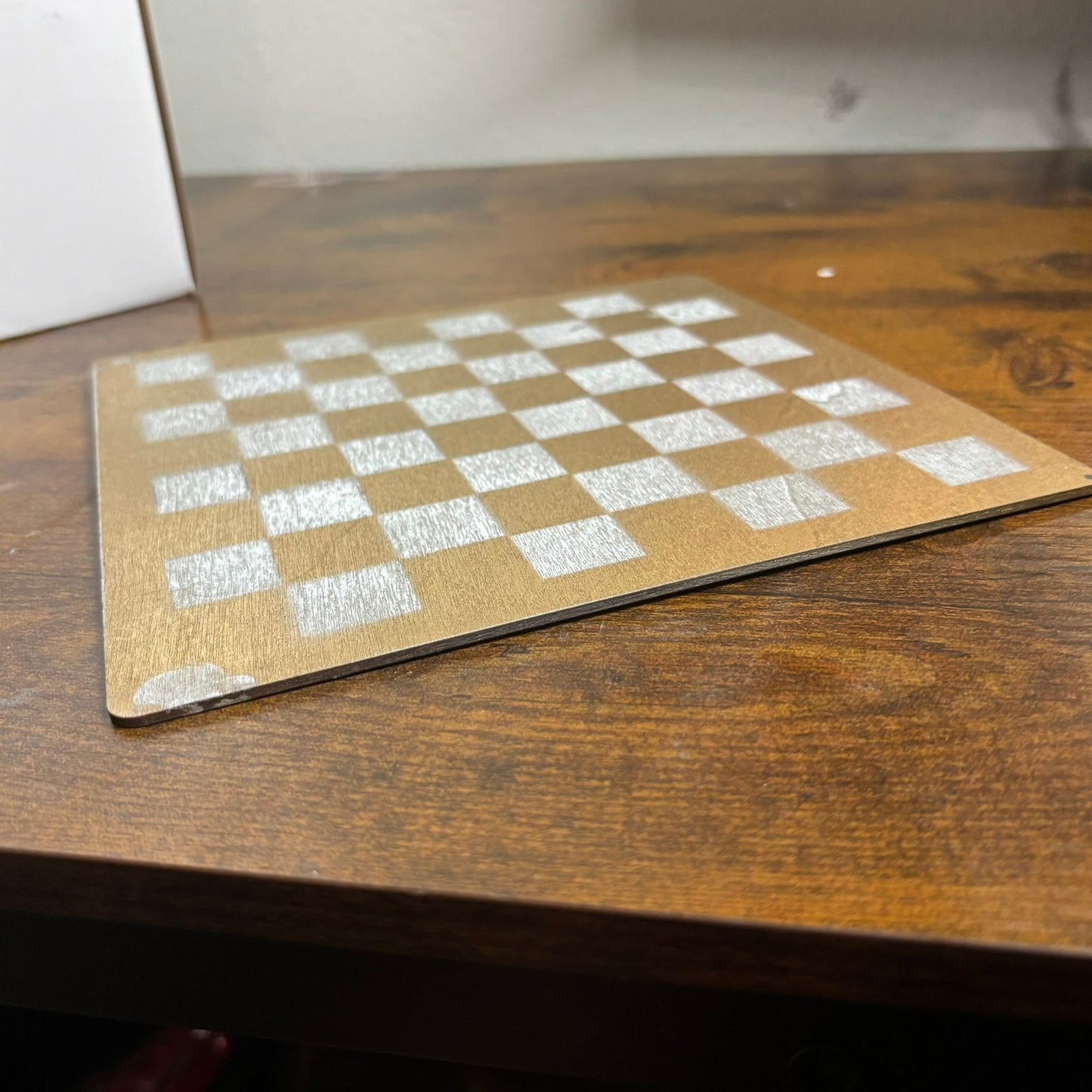 Golden White - Painted Thin Wooden Chess Board
