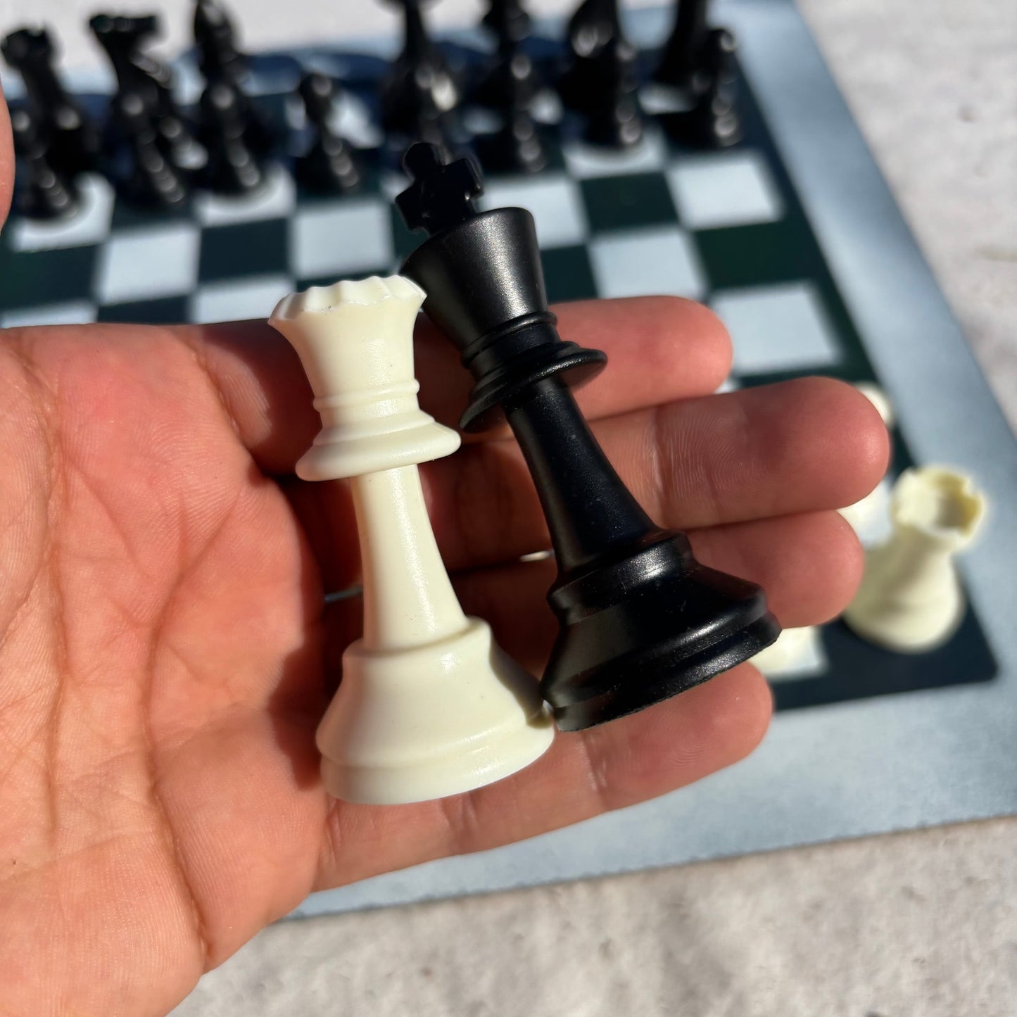 Darkened Green - Painted Chess Set