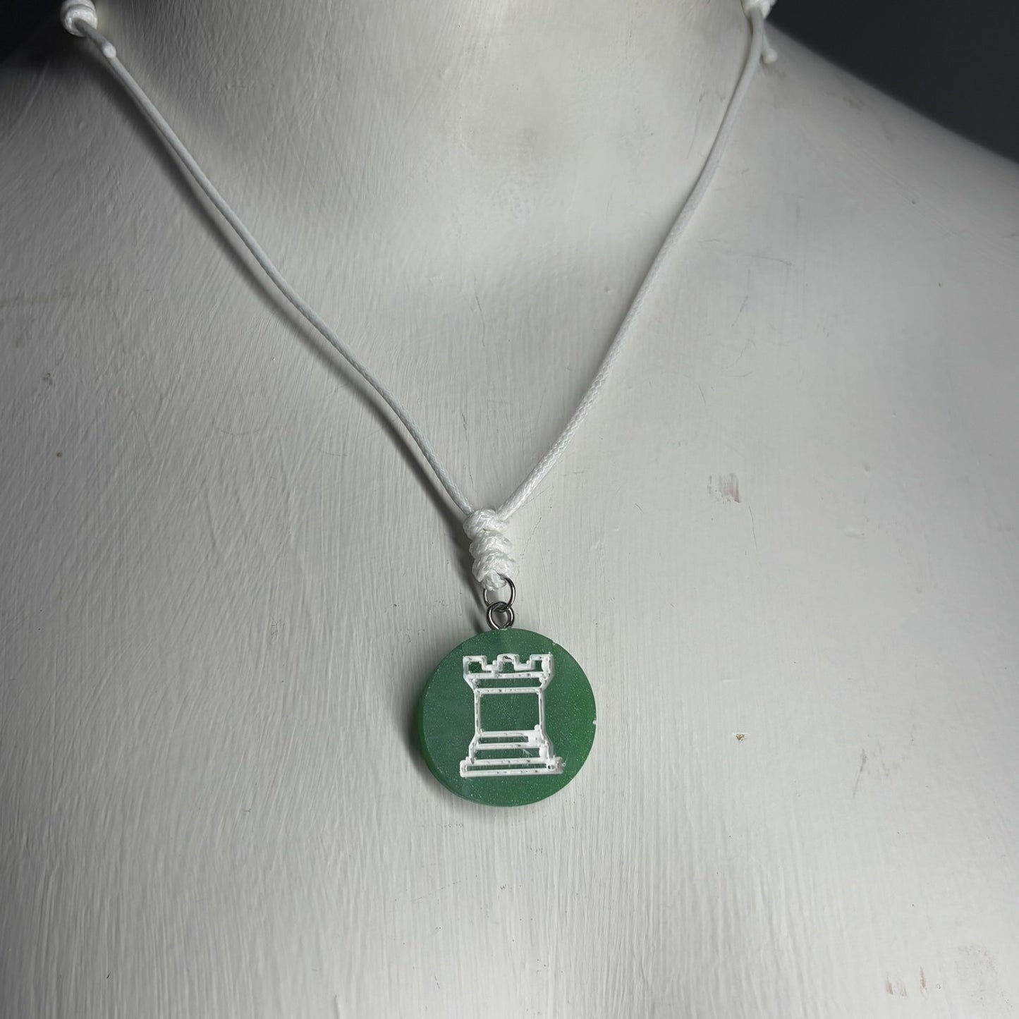 Green Rook - Handmade Resin Chess Necklace