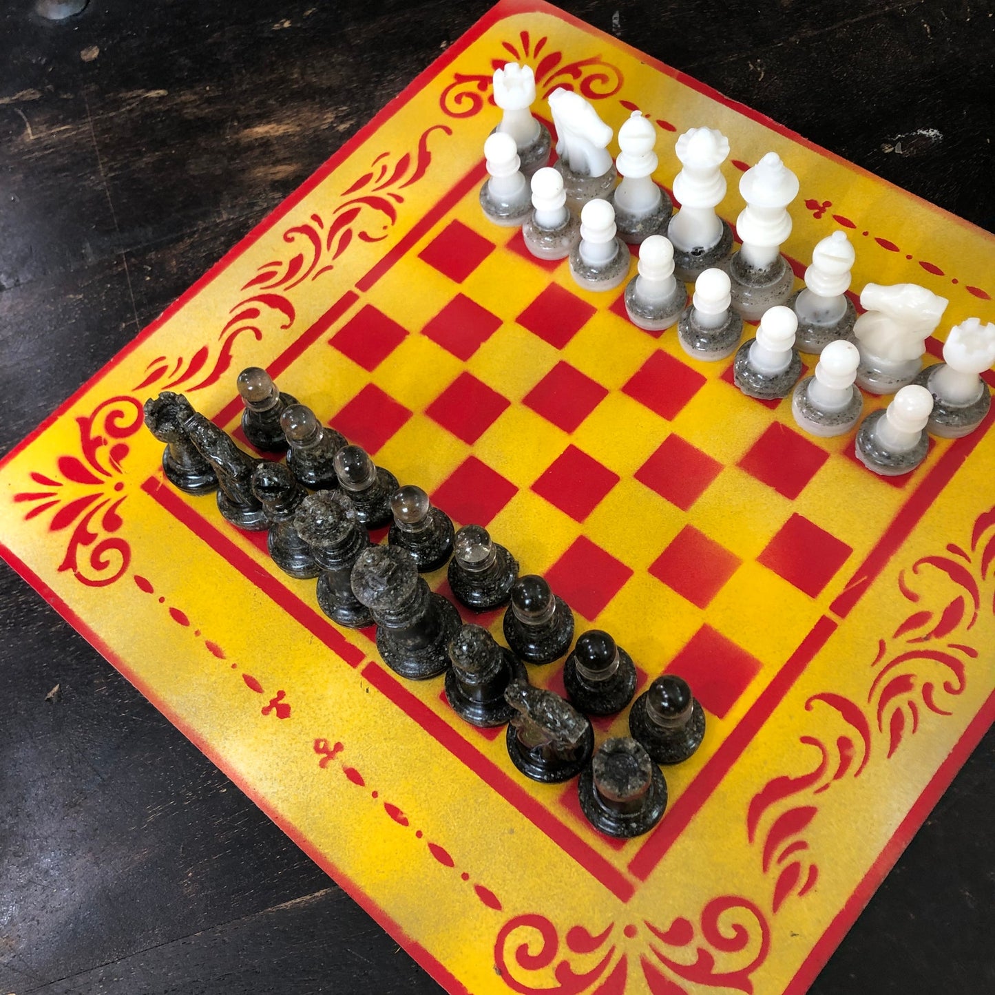 Royal Yellow & Red - Painted Chess Set