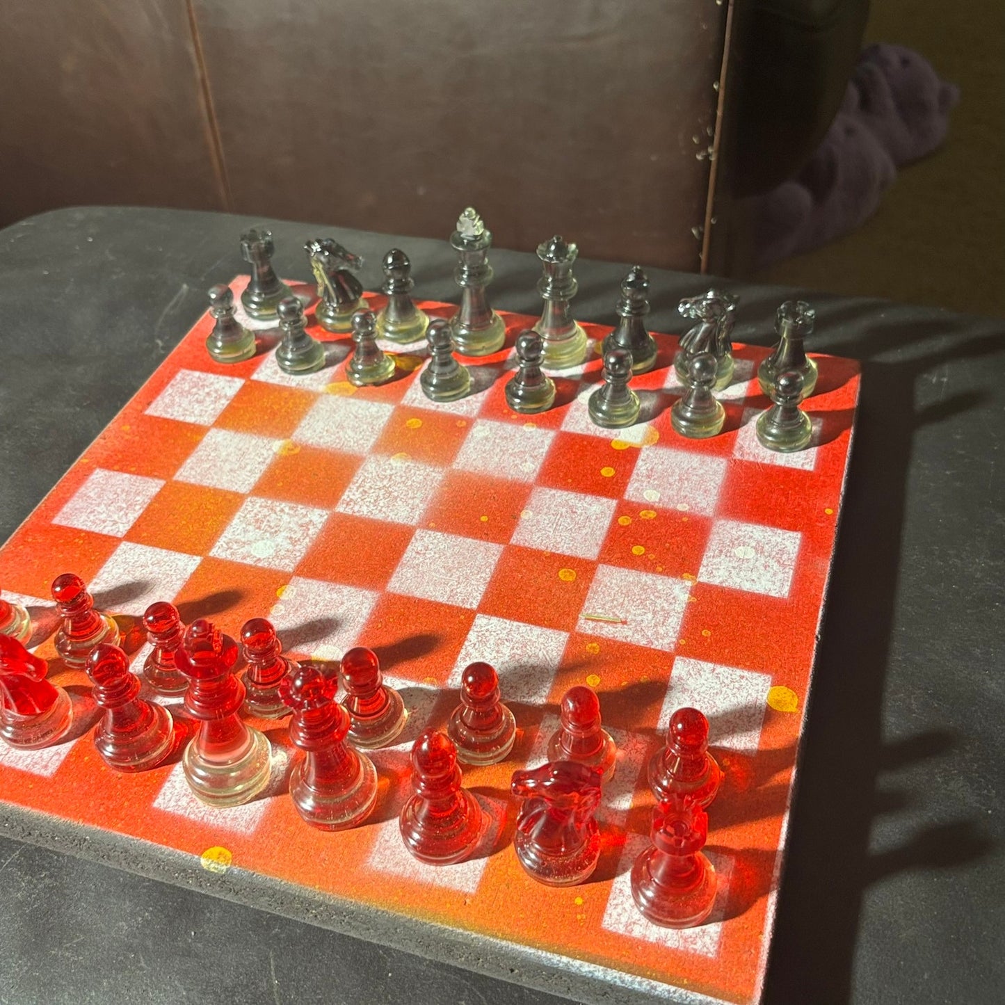 Opal Red - Painted Chess Set