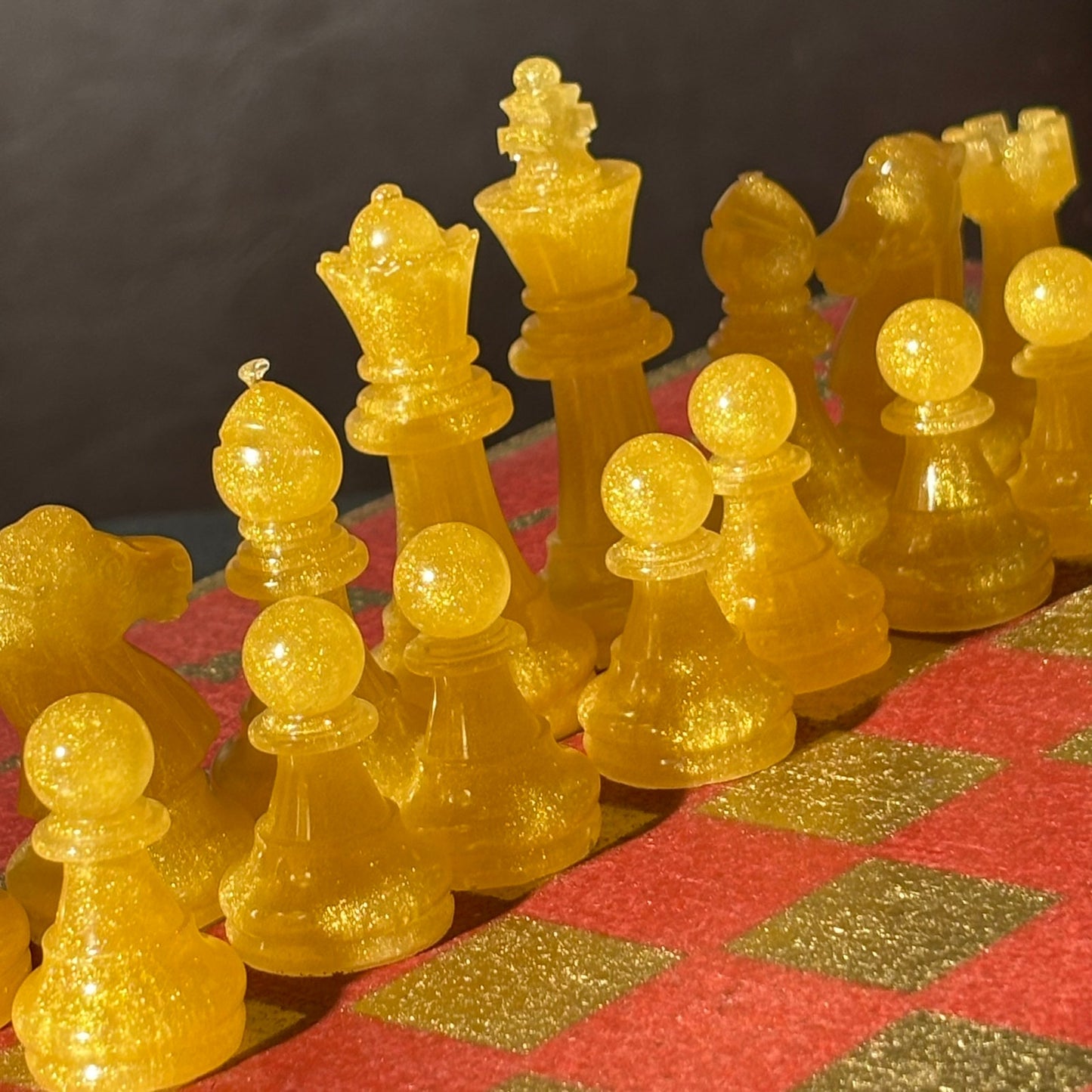 Golden Red - Painted Chess Set
