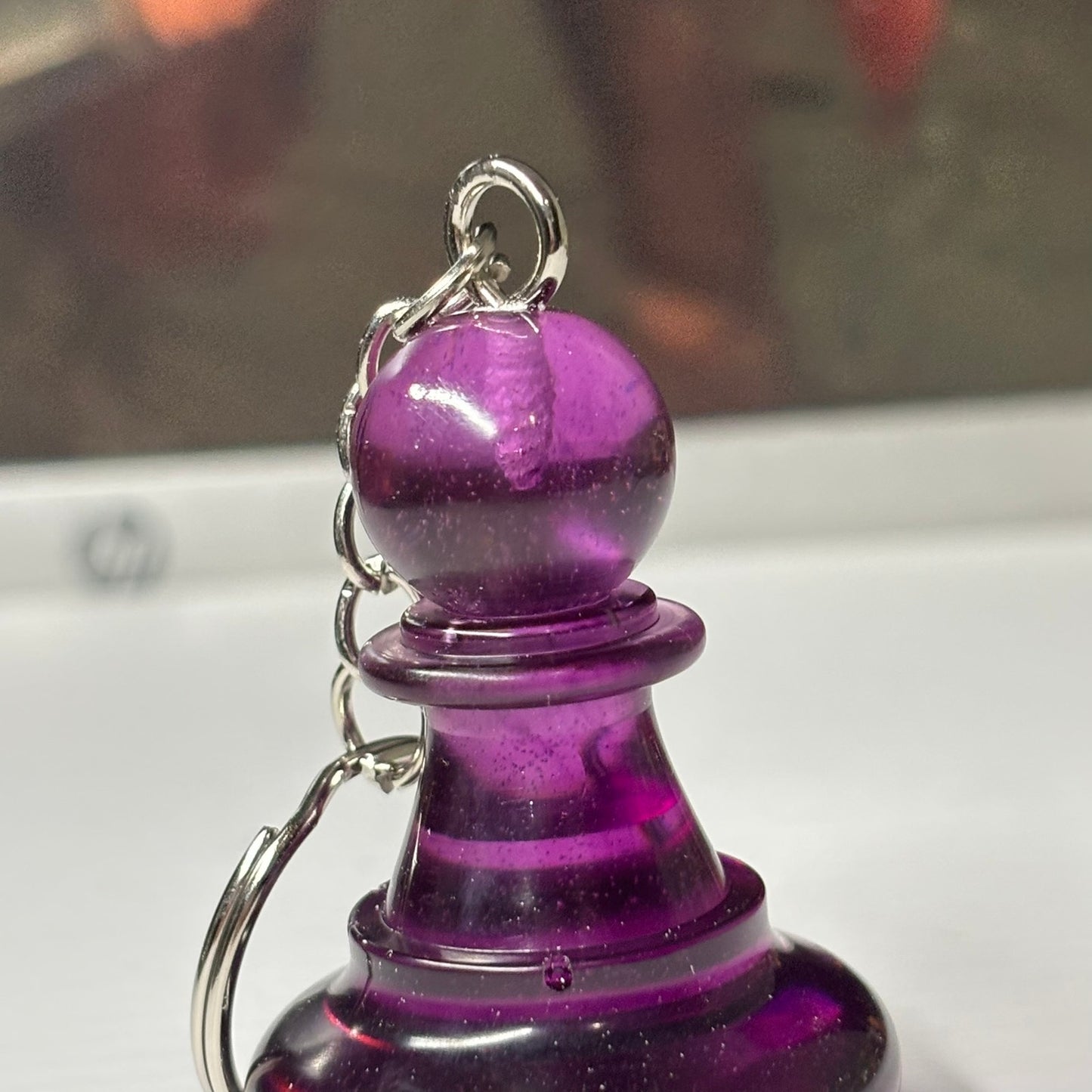 Purple Translucent Pawn - Handmade Resin Keychain - Large Edition