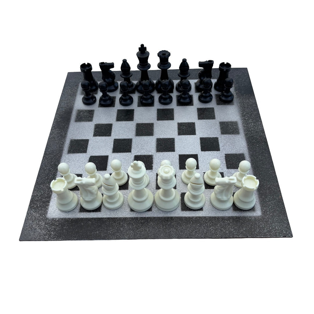 Gray & Black - Painted Chess Set