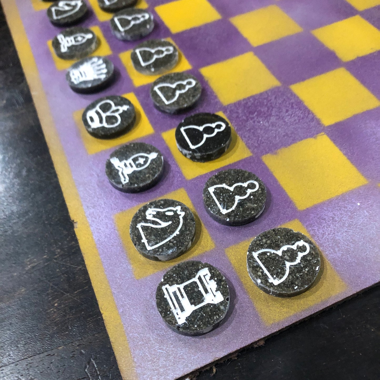 Purple Yellow Mist - Painted Chess Set