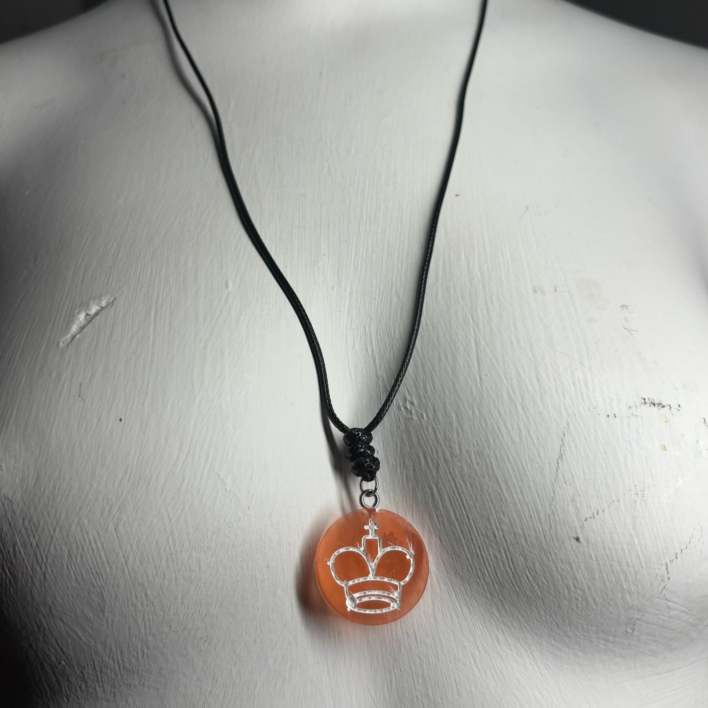 Orange King - Handmade Resin Chess Necklace